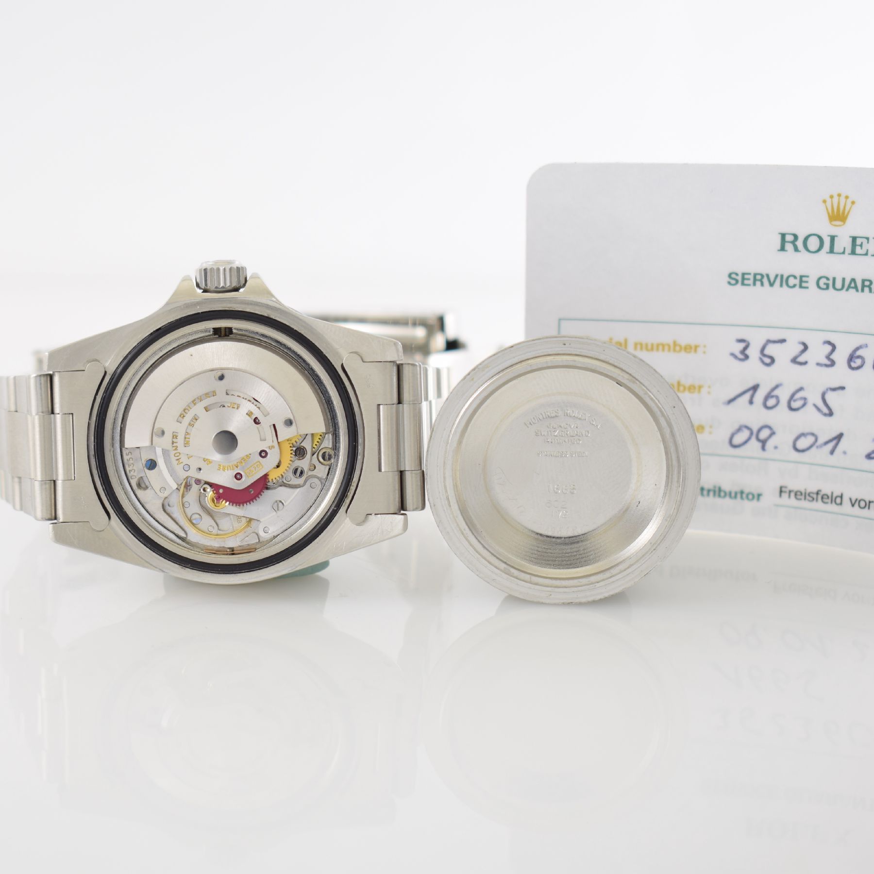 Detail g: ROLEX / TIFFANY & Co. Sea-Dweller "DOPPEL-ROT" Ref. 1665 sehr seltene Taucheruhr in Stahl, Schweiz um 1972, Automatik, Oystergeh. m. ...
