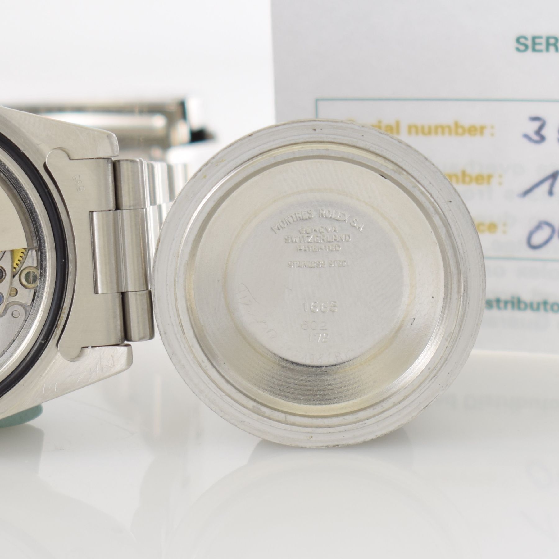 Detail j: ROLEX / TIFFANY & Co. Sea-Dweller "DOPPEL-ROT" Ref. 1665 sehr seltene Taucheruhr in Stahl, Schweiz um 1972, Automatik, Oystergeh. m. ...