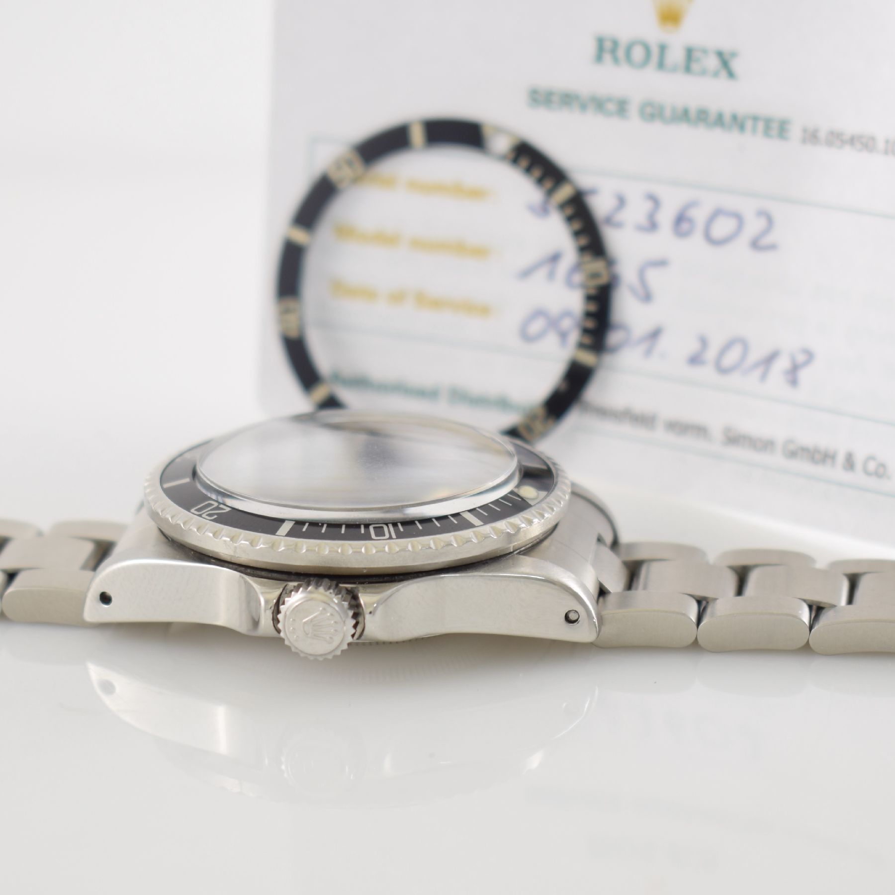 Detail l: ROLEX / TIFFANY & Co. Sea-Dweller "DOPPEL-ROT" Ref. 1665 sehr seltene Taucheruhr in Stahl, Schweiz um 1972, Automatik, Oystergeh. m. ...