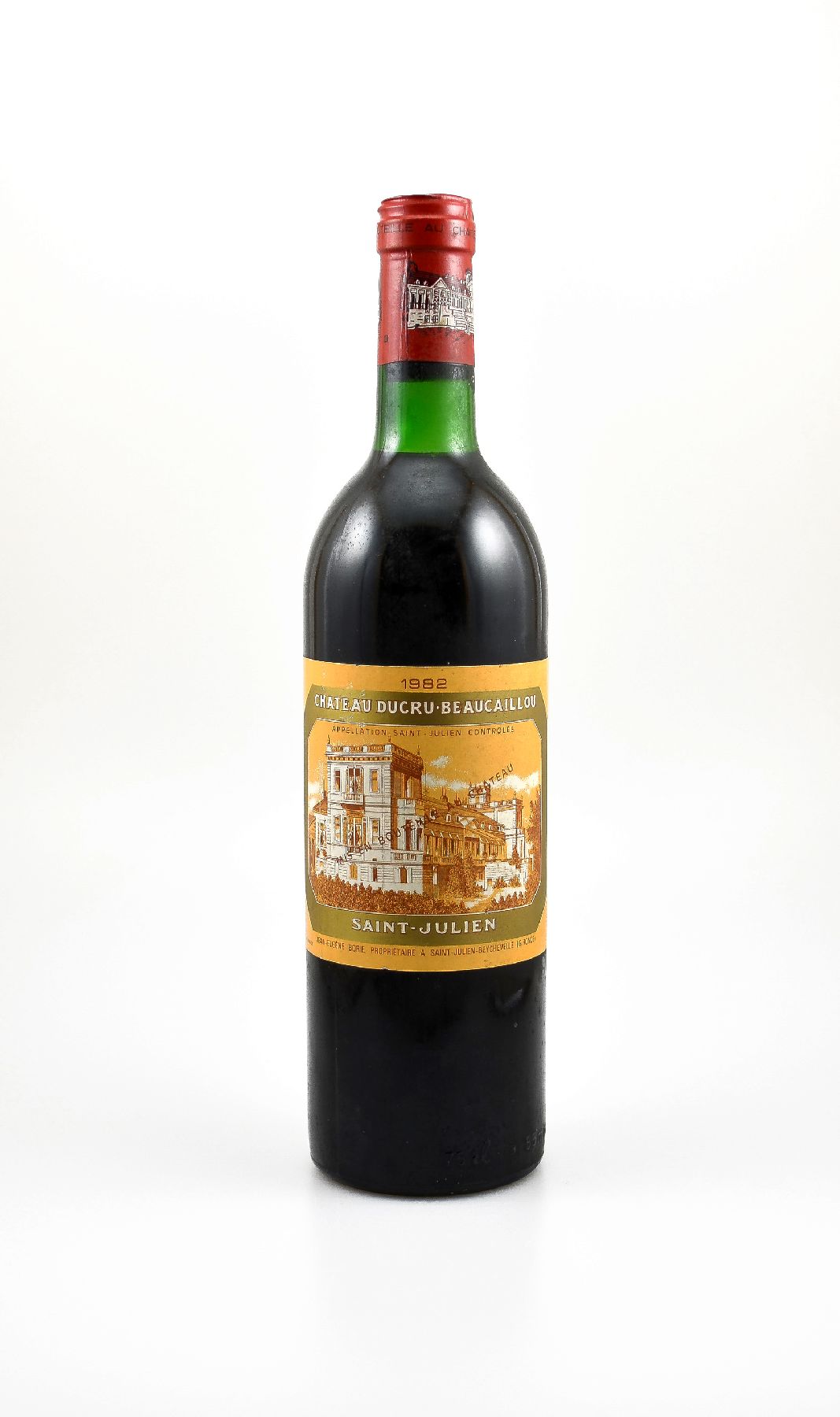 1 Flasche 1982 Chateau Ducru-Beaucaillou, Saint-Julien, ca. 75 cl, Füllstand: ca. top shoulder, Etikett min besch., unverkostet, 96 Parker Punkte, ...