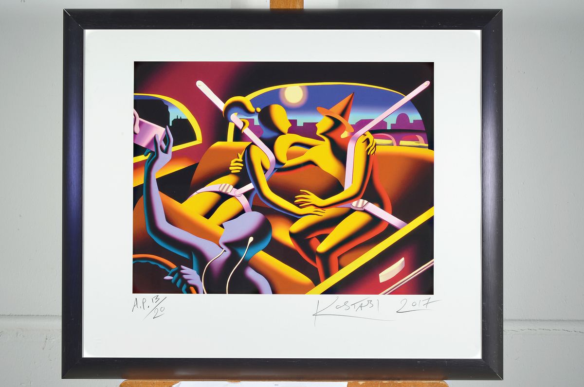 Detail k: Mark Kostabi, geb. 1960, Farbserigraphie, handsigniert und dat. 2017, num.: a.p. 13/20, ca. 35x45cm, u.Gl., R. ca. 56x66cm