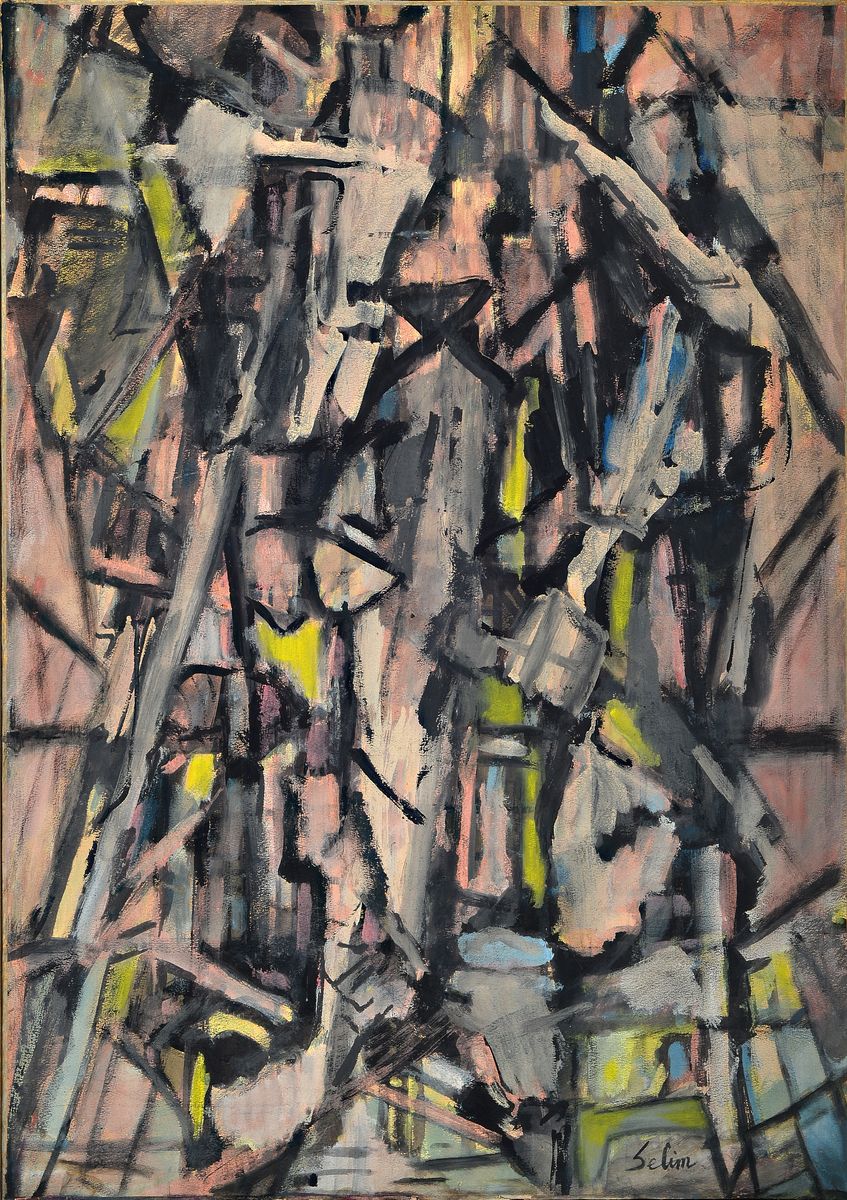 Selim Turan, 1915-1994, Istanbul, TürkischerKünstler, Studium an der Ecole d´Art in Paris, hier: Abstrakte Komposition, Acryl/Lwd, rechts unten ...