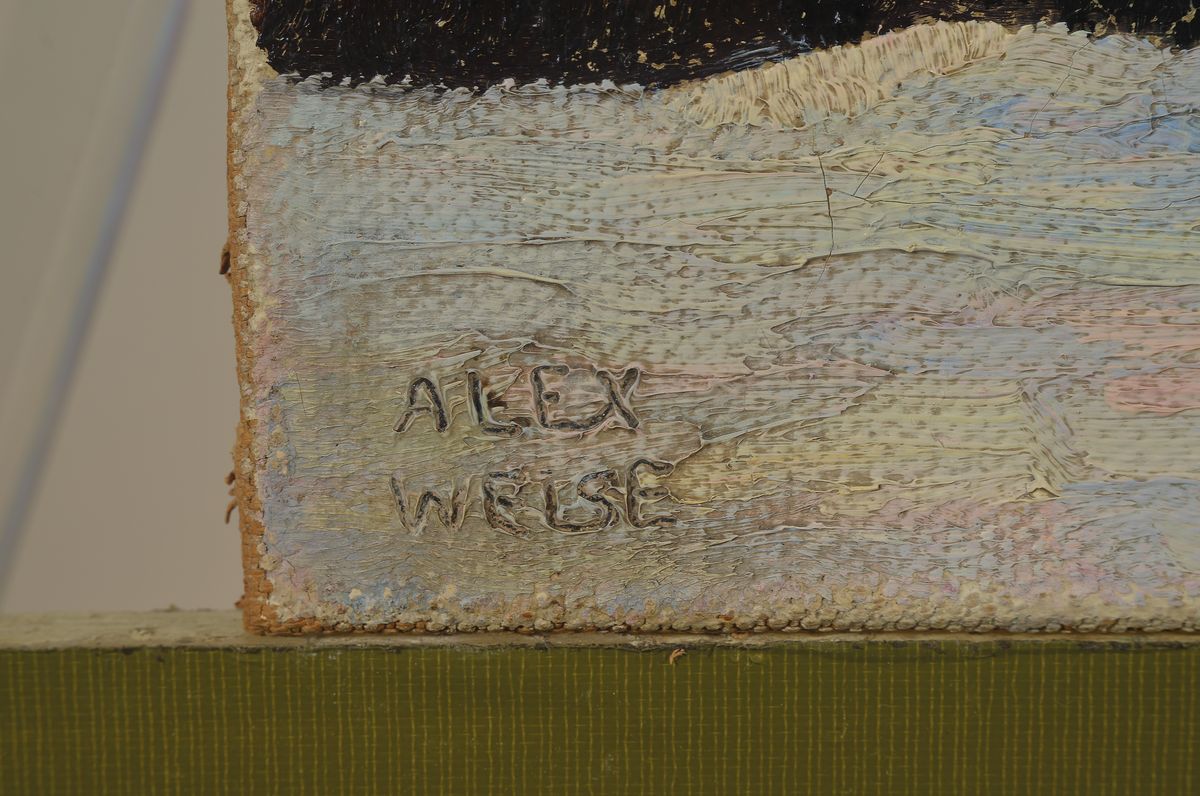 Detail a: Alexander Weise, 1883 Odessa-1960 München, Verschneite Winterlandschaft im Gebirge, rückseitig auf dem Keilrahmen bez.: Stonskopf Mahrenalpe, ...