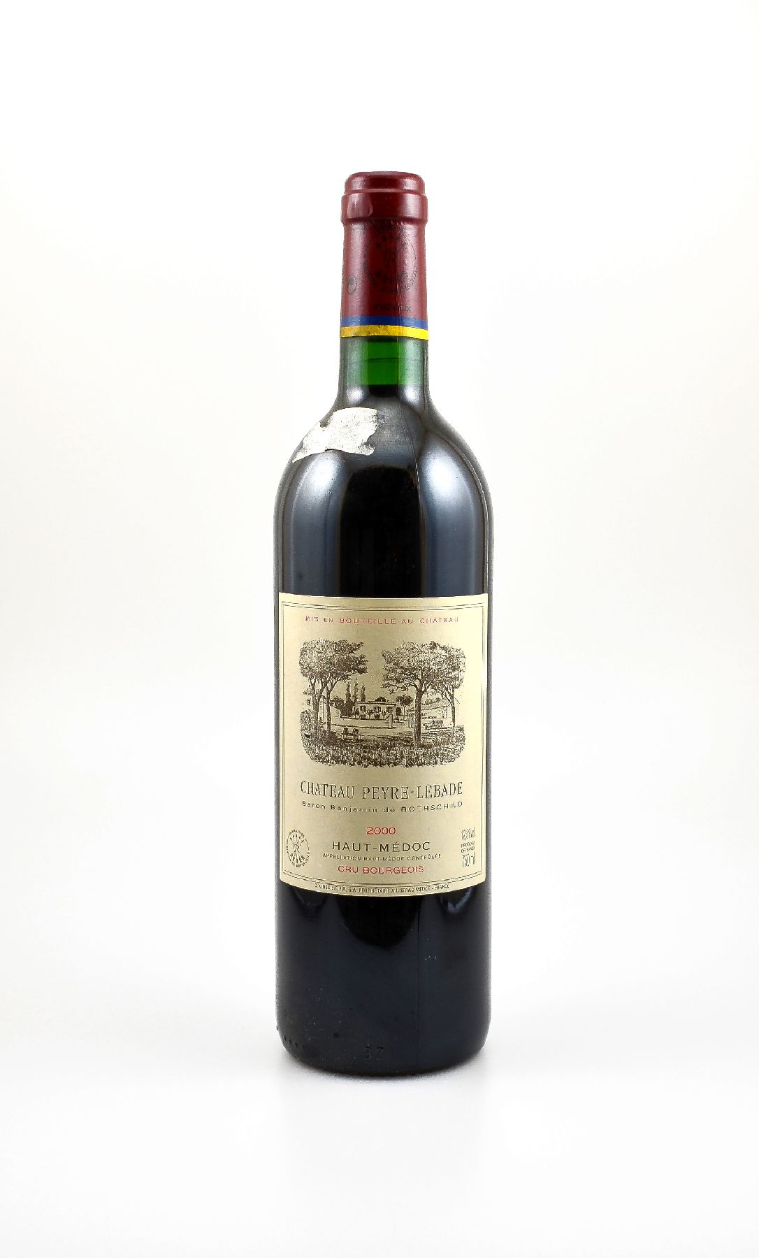 1 Flasche 2000er Chateau Peyre-Lebade, Baron Benjamin de Rothschild, Haut-Medoc, ca. 75 cl, 12,5 % Vol., Füllstand: ca. into neck, unverkostet, ...
