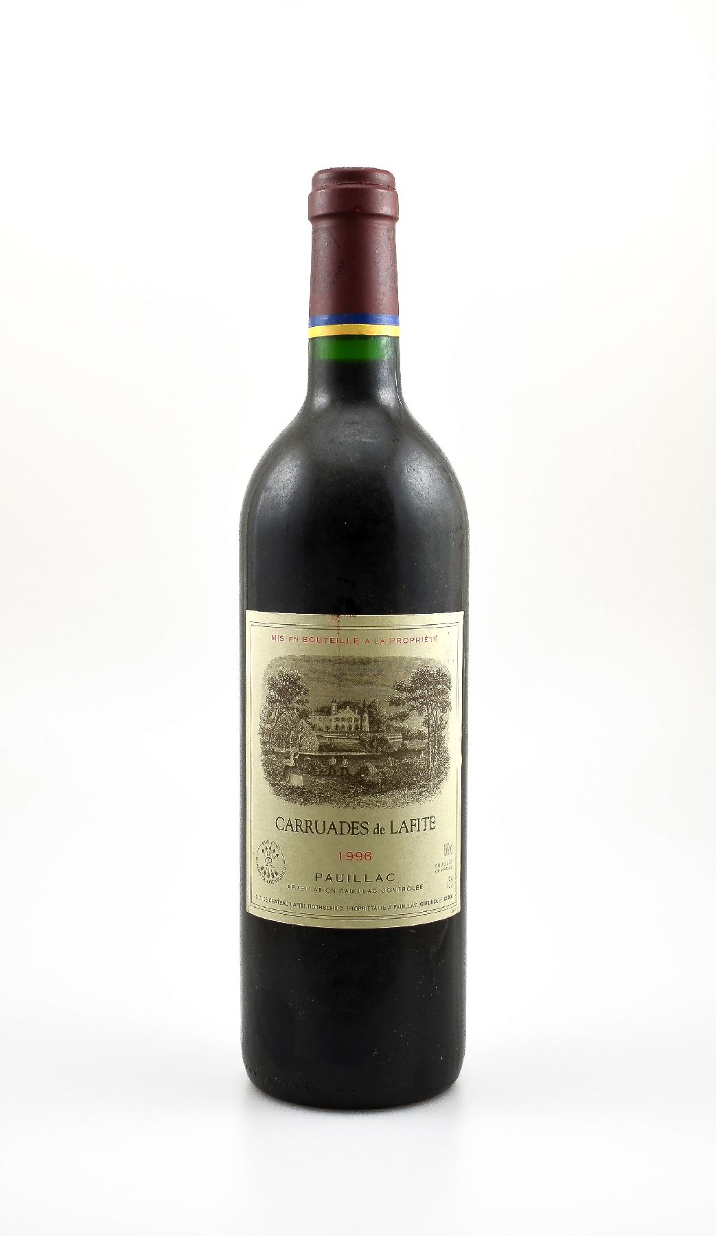 3 Flaschen 1996 Carruades de Lafite, Pauillac, 2. Wein von Chateau Lafite Rothschild, je ca. 75 cl, 13 % Vol., Füllstände: je into neck, Etiketten ...