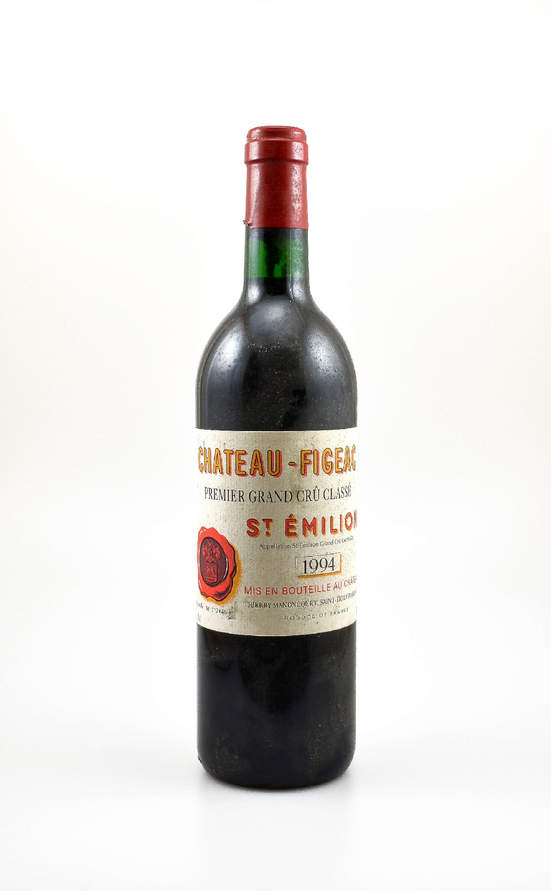 1 Flasche 1994 Chateau-Figeac, Saint-Emilion, Premier Grand Cru Classe, ca. 75 cl, 12,5 % Vol., Füllstand: ca. into neck, Etikett min. beschmutzt, ...