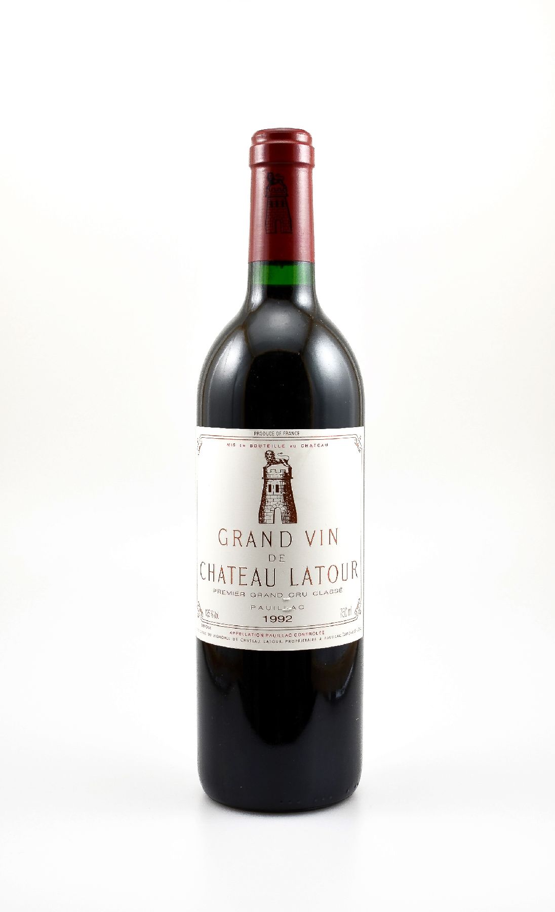 1 Flasche 1992 Chateau Latour, Pauillac, Premier Grand Cru Classe, ca. 75 cl,12,5 % Vol., Füllstand: into neck, hervorragender Erhaltungszustand, im ...
