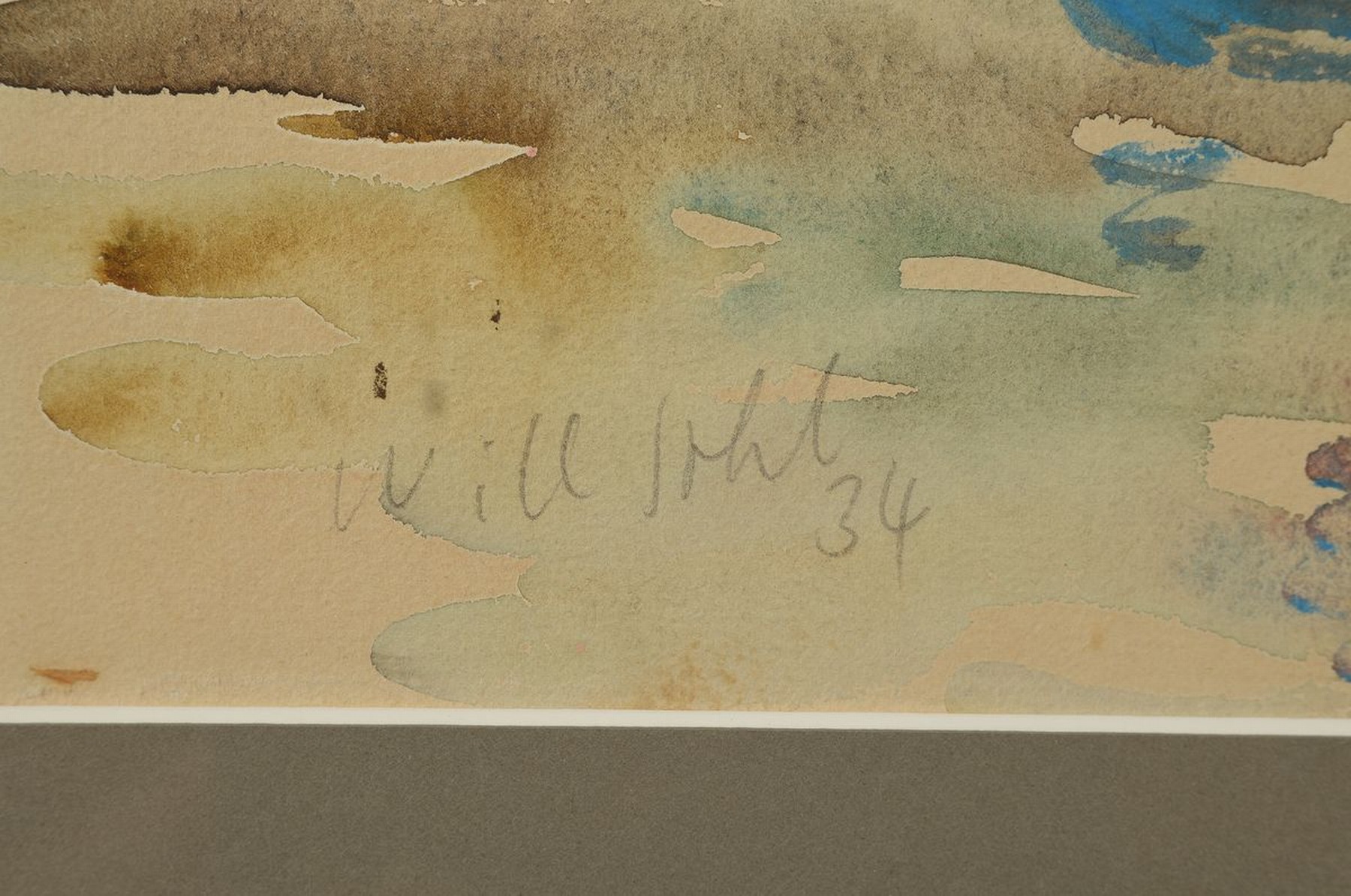 Detail a: Will Sohl, 1906 Ludwigshafen-1969 Heidelberg, Stadt mit Bootszene und Figurenstaffage, Aquarell auf Papier, links unten signiert und datiert (19)34, ...