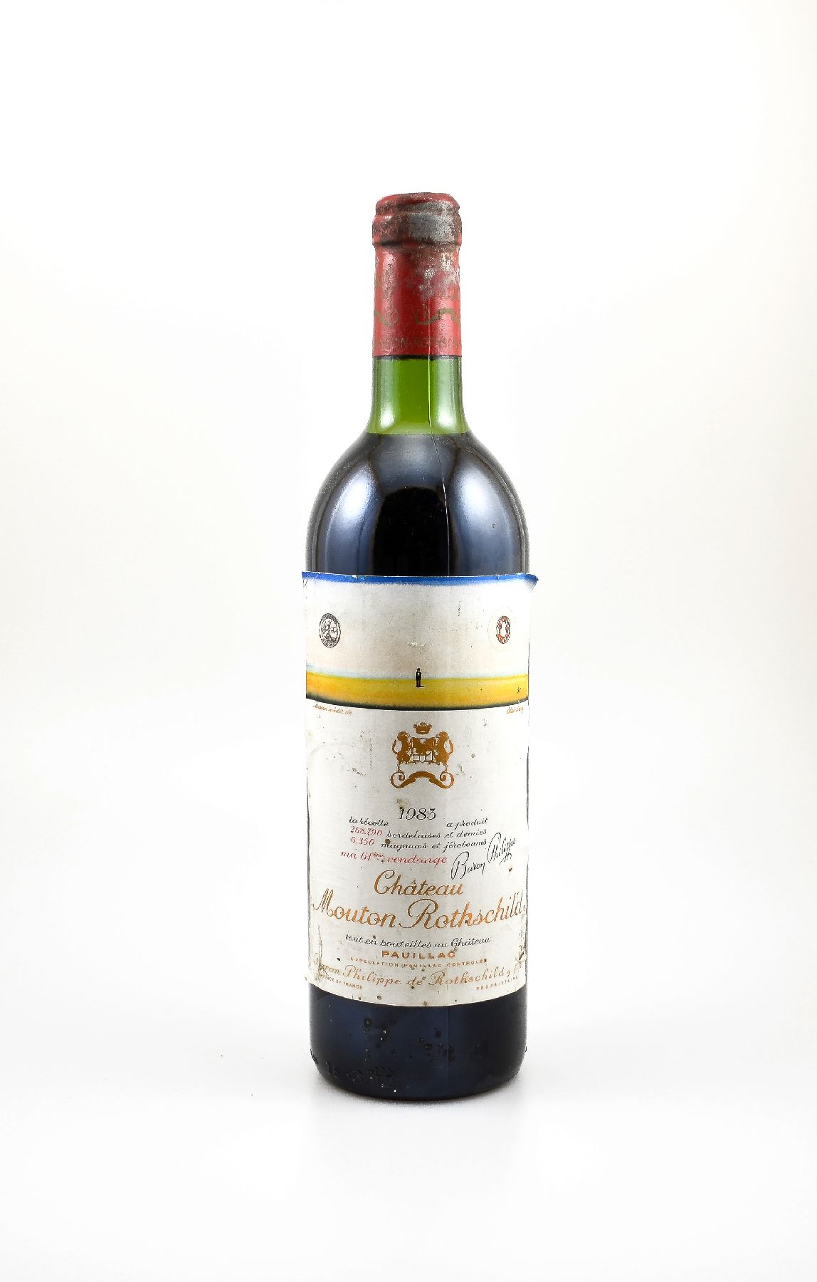 1 Flasche 1983 Chateau Mouton Rothschild, Pauillac, Premier Grand Cru Classe, ca. 75 cl, Füllstand: ca. top shoulder, Etikett und Kapsel l. ...