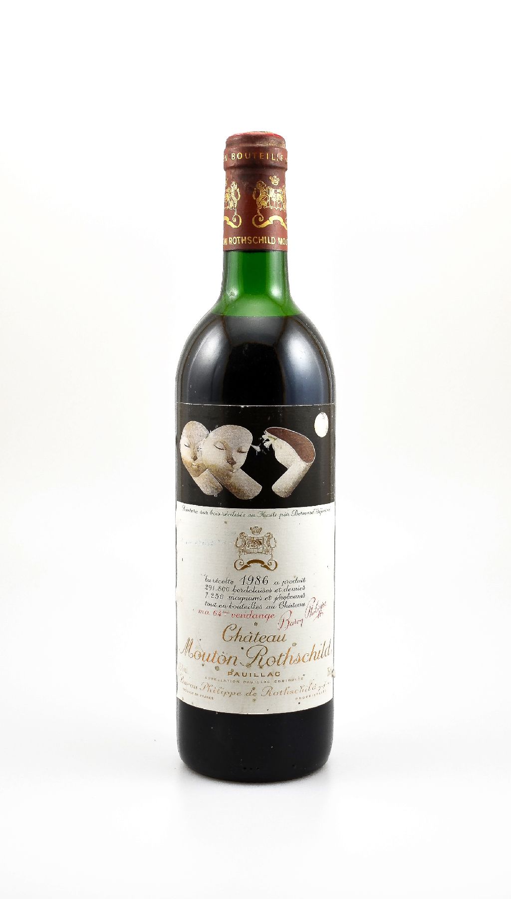 1 Flasche 1986 Chateau Mouton Rothschild, Pauillac, Premier Grand Cru Classe, ca. 75 cl,12,5 % Vol., Füllstand: ca. upper mid shoulder, guter ...
