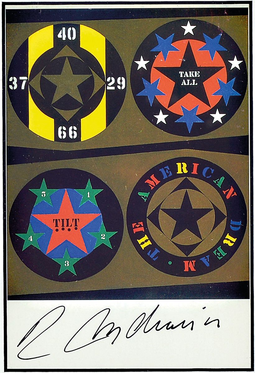 Robert Indiana, geb. 1928, Farbserigraphie, sign., unter Glas gerahmt, Motiv ca. 15x10 cm, gesamt ca. 35x35 cm