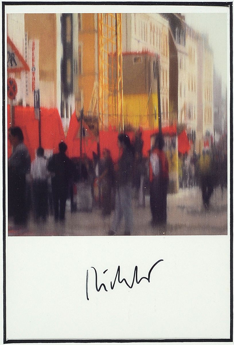 Gerhard Richter, geb. 1932. Dresden, Postkarte, sign., gerahmt, gesamt 42x32 cm