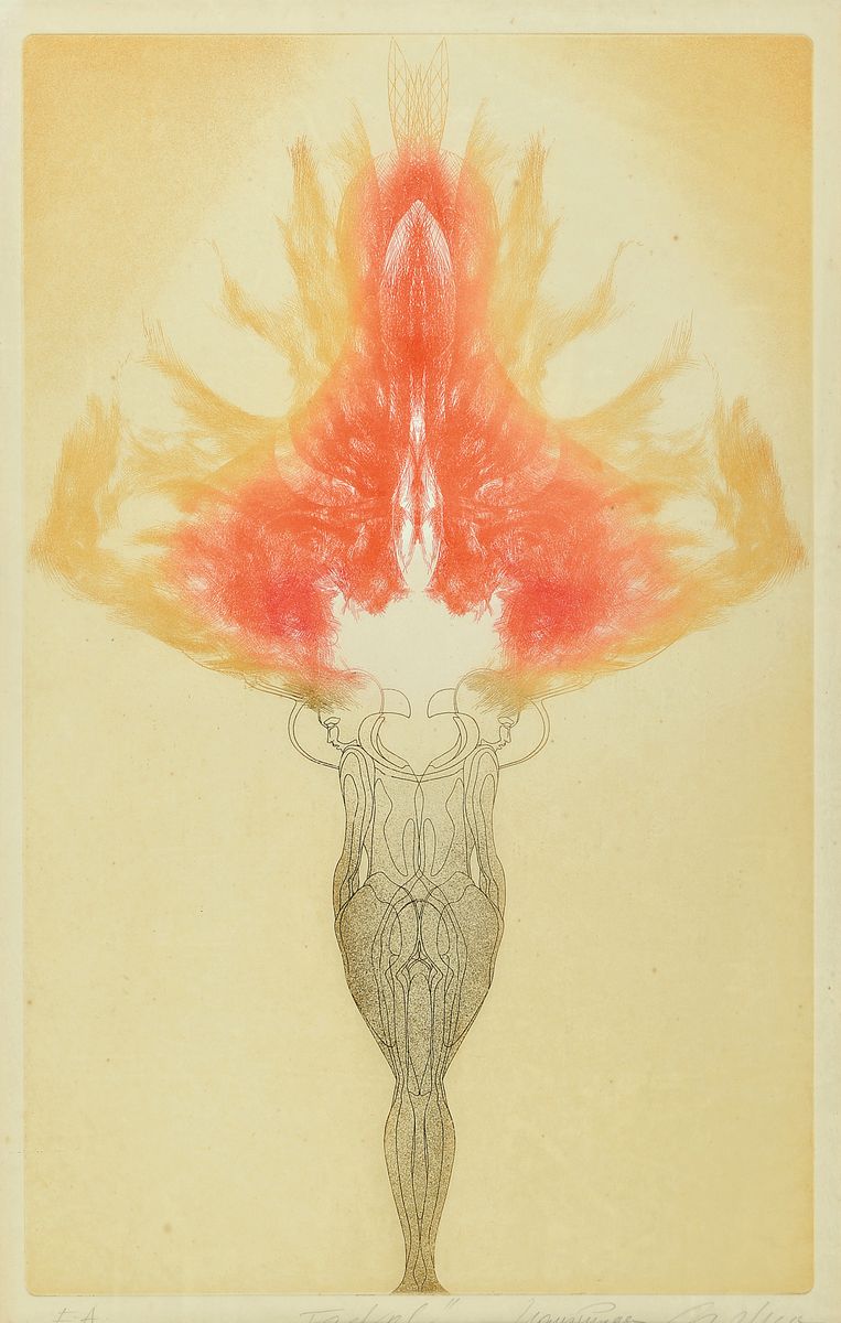 Unbekannter Künstler, "Fackel", unleserlich sign., betitelt, unter Glas gerahmt, gesamt ca. 74x54 cm