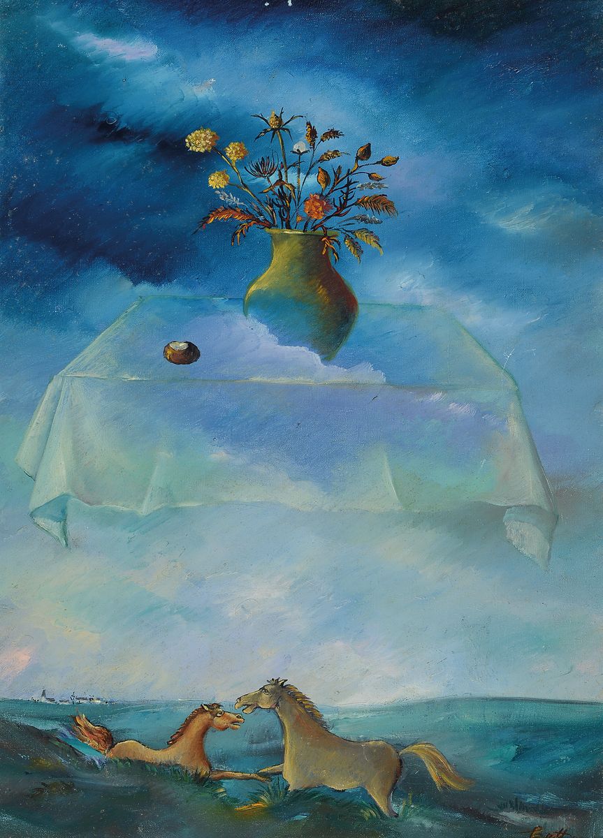 Ioan Kett-Gorza, Surrealistische Komposition, Öl/Lwd, rechts unten signiert Kett, ca. 70x50cm, R.