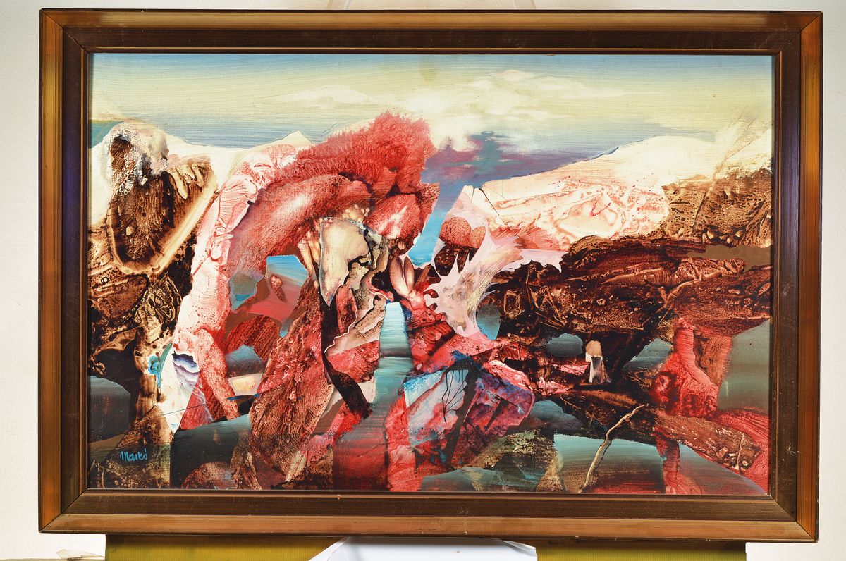 Detail k: Erzsebet Marko, geb. 1948, Studium an der Akademie Budapest, hier: Strand, rückseitig so betitelt, Öl/Hartfaser, signiert, ca. 55x85cm, R.