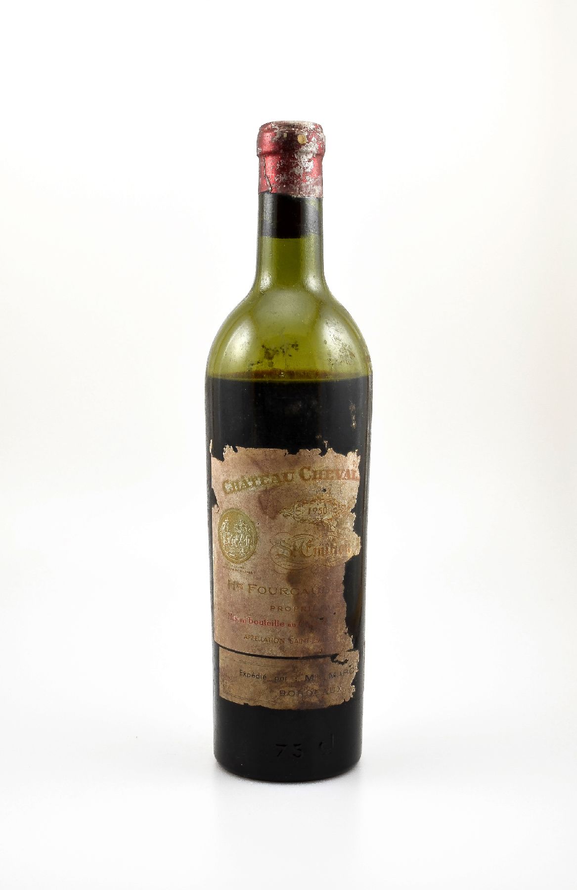 1 Flasche 1950 Chateau Cheval Blanc, Saint-Emilion, 1er Cru Classe, Füllstand: ca. below shoulder, Etikett besch., Korken in einem gutem Zustand, ...
