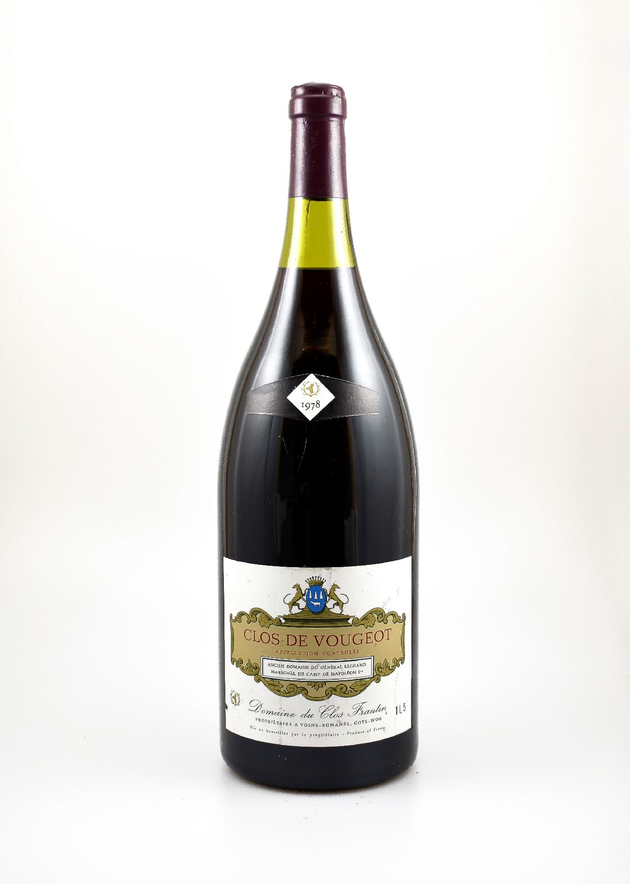 1 Magnumflasche 1978 Clos de Vougeot, Domaine du Clos Frantin, Vosne-Romanee, Cote-D'Or, ca. 150 cl, Abstand zwischen Kapsel und Wein: ca. 3 cm, ...