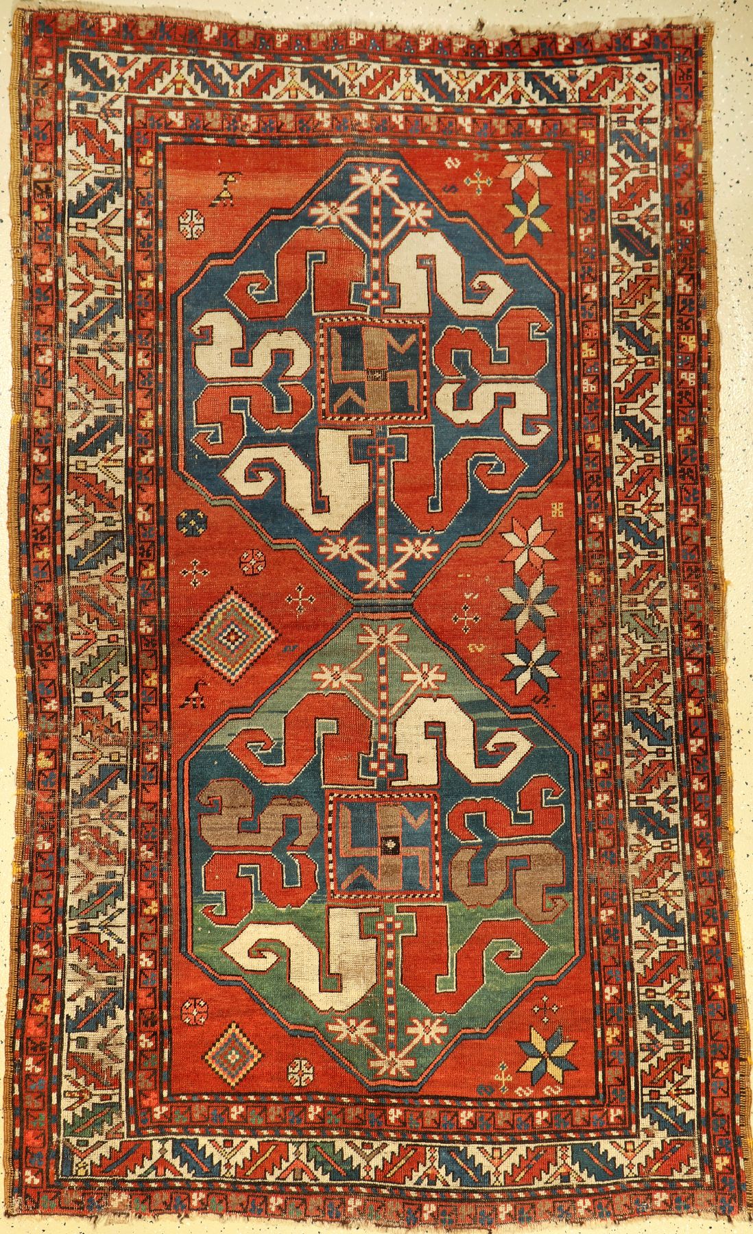 Chondzoresk Kasak antik, Kaukasus, Wolkenband-Kasak, um 1900, Wolle auf Wolle, ca. 220 x 132 cm, EHZ: 4-5