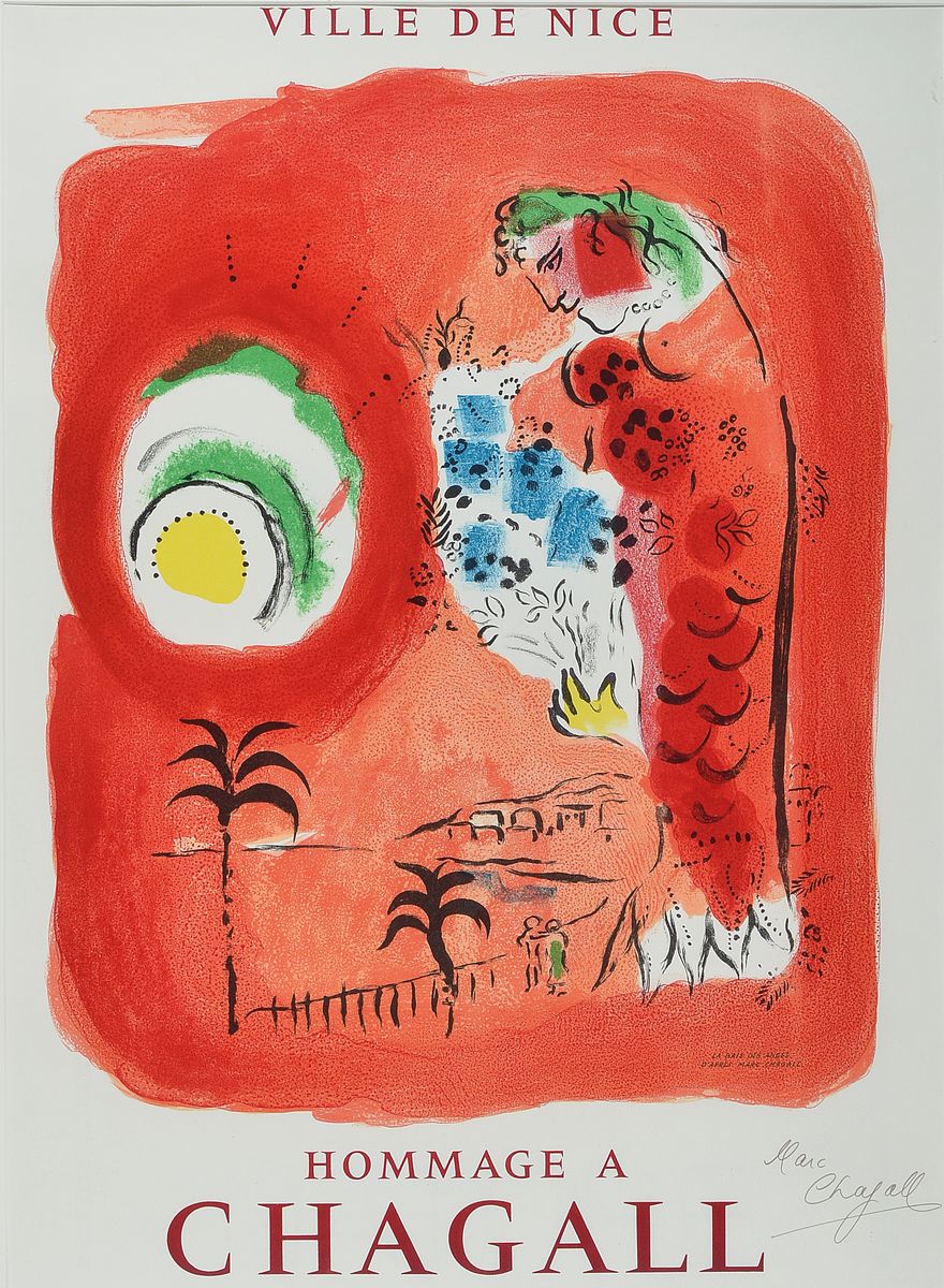 Marc Chagall, 1887-1985, Ausstellungsplakat,Lithografie, drucksign., unter Glas gerahmt, ca. 87x67 cm