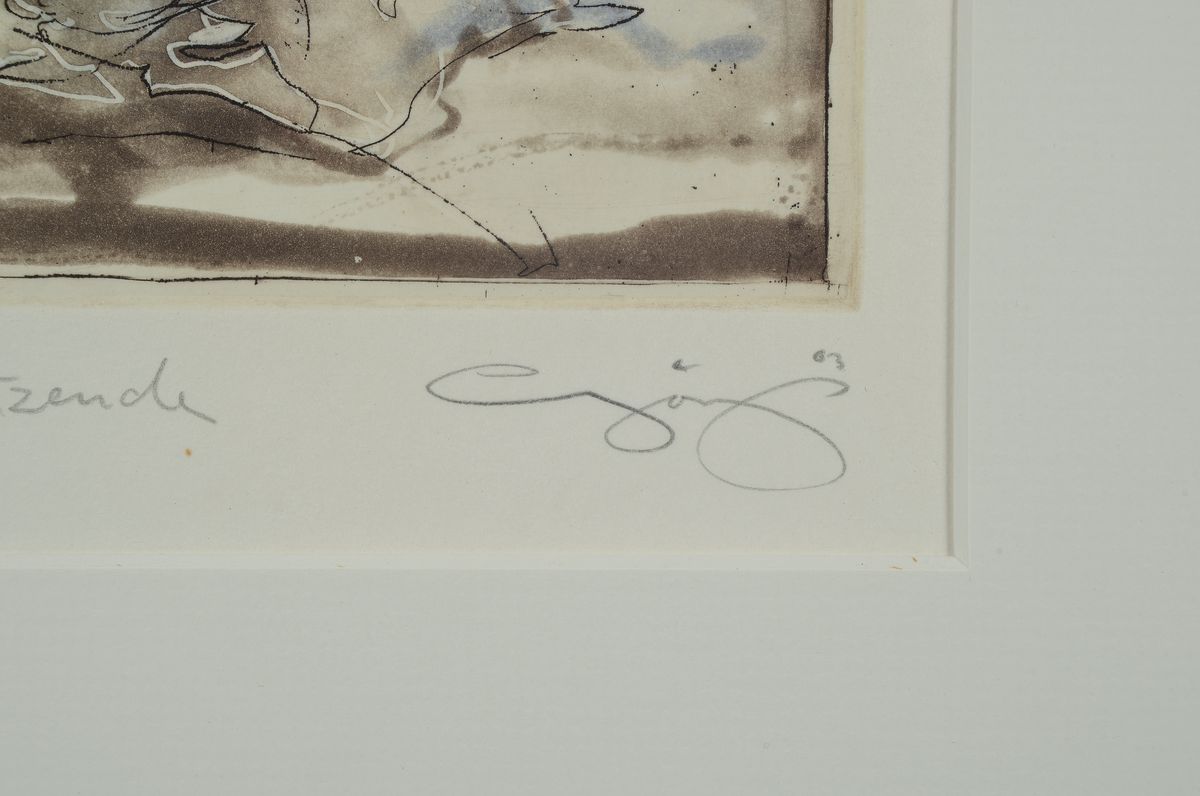 Detail b: Jürgen Görg, geb. 1951 Dernbach/Westerwald, drei Farbradierungen, drei Aktdarstellungen, alle drei num. und bezeichnet: Sitzende e.a. XVIII/XX, b. ...
