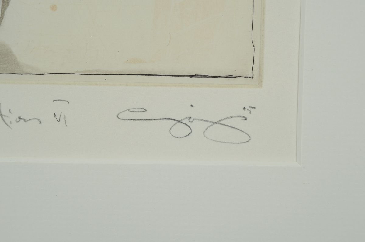Detail c: Jürgen Görg, geb. 1951 Dernbach/Westerwald, drei Farbradierungen, drei Aktdarstellungen, alle drei num. und bezeichnet: Sitzende e.a. XVIII/XX, b. ...