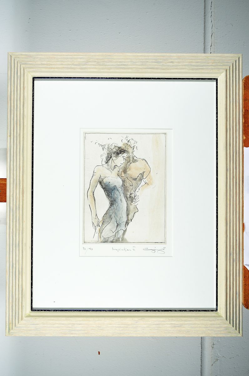 Detail l: Jürgen Görg, geb. 1951 Dernbach/Westerwald, drei Farbradierungen, drei Aktdarstellungen, alle drei num. und bezeichnet: Sitzende e.a. XVIII/XX, b. ...
