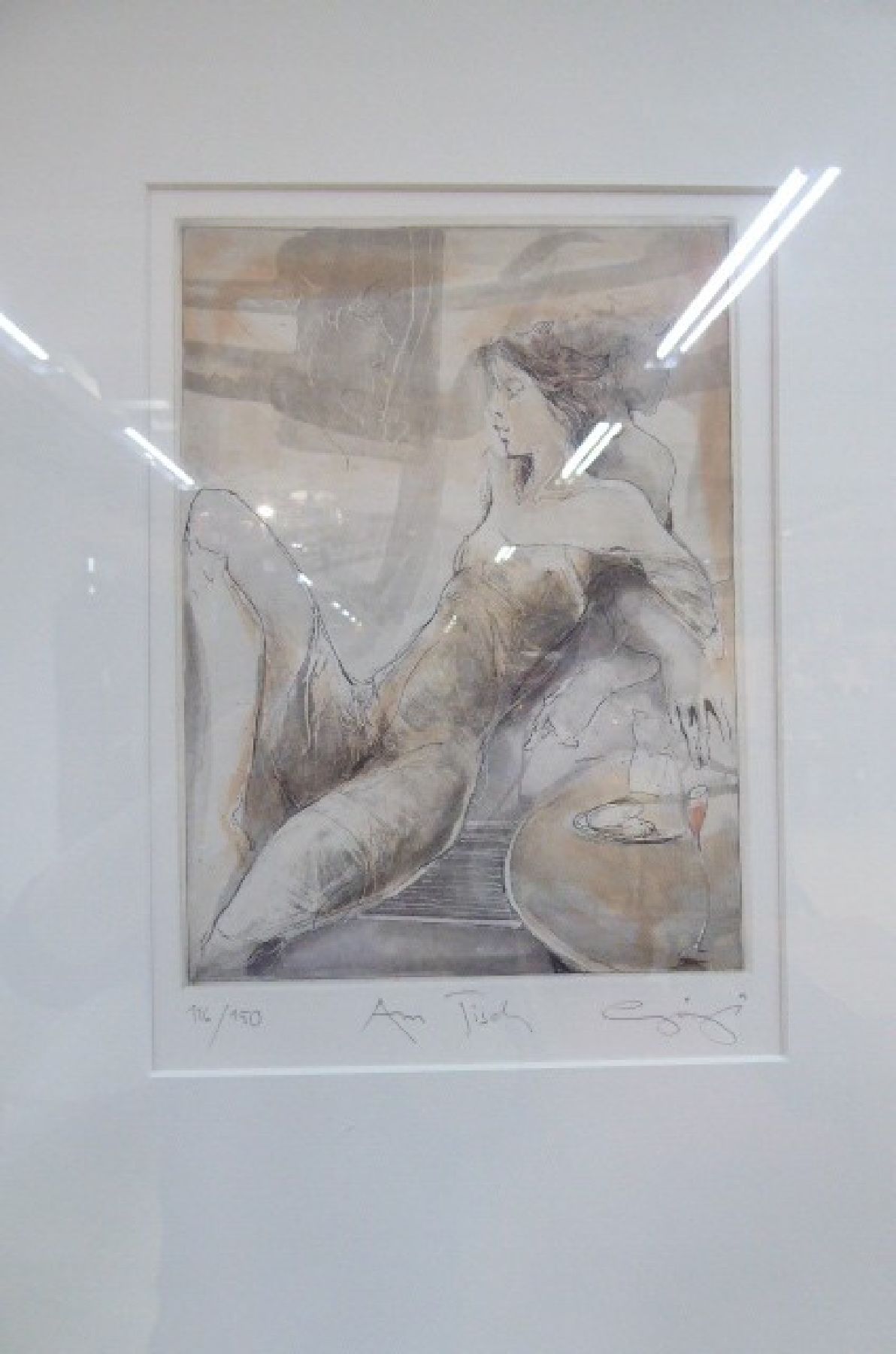 Detail m: Jürgen Görg, geb. 1951 Dernbach/Westerwald, drei Farbradierungen, drei Aktdarstellungen, alle drei num. und bezeichnet: Sitzende e.a. XVIII/XX, b. ...