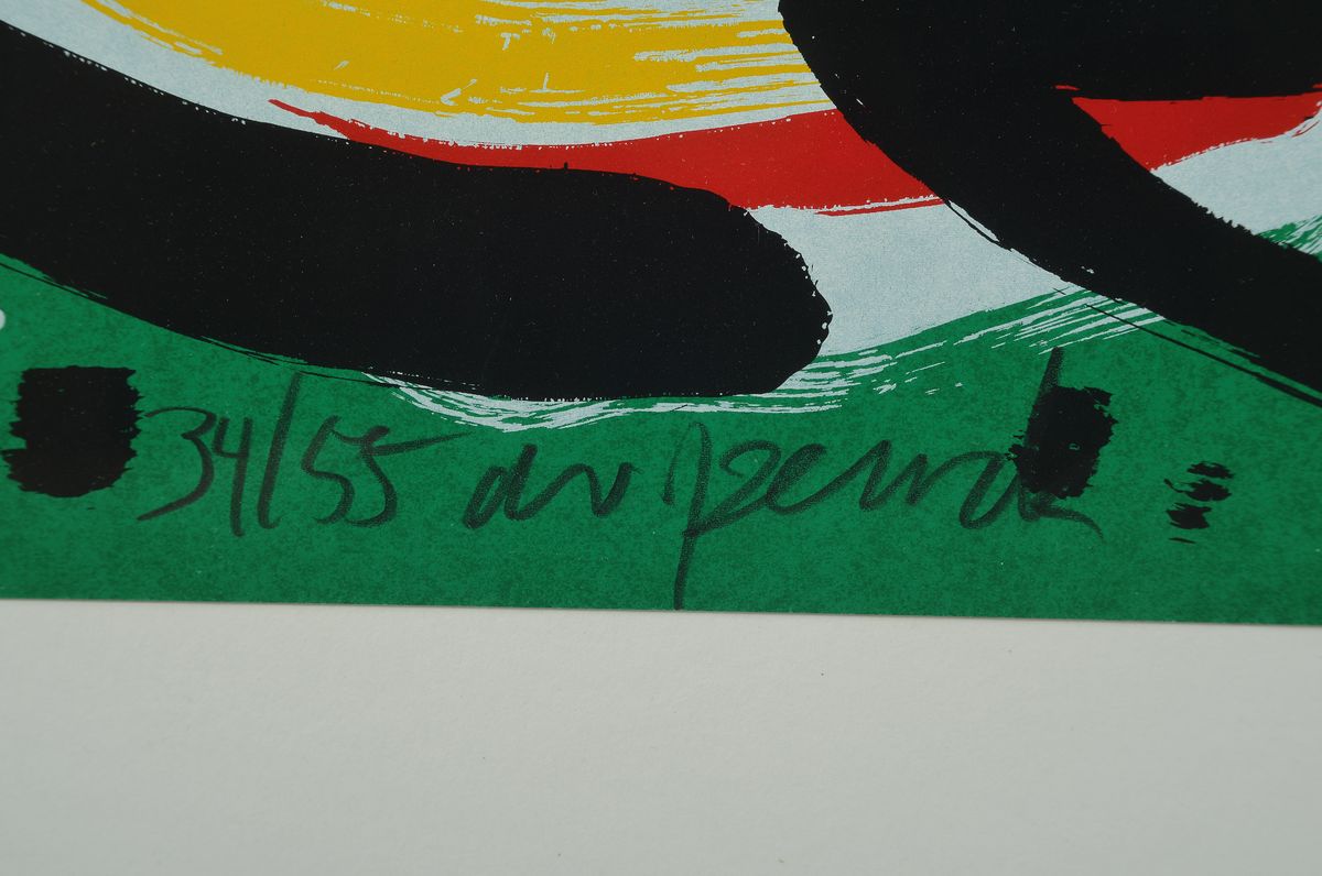 Detail a: A. R. Penck, 1939-2017, ohne Titel, Farbserigraphie, links unten signiert und nummeriert 34/55, ca. 87x107cm/104x122cm, unter Glas gerahmt