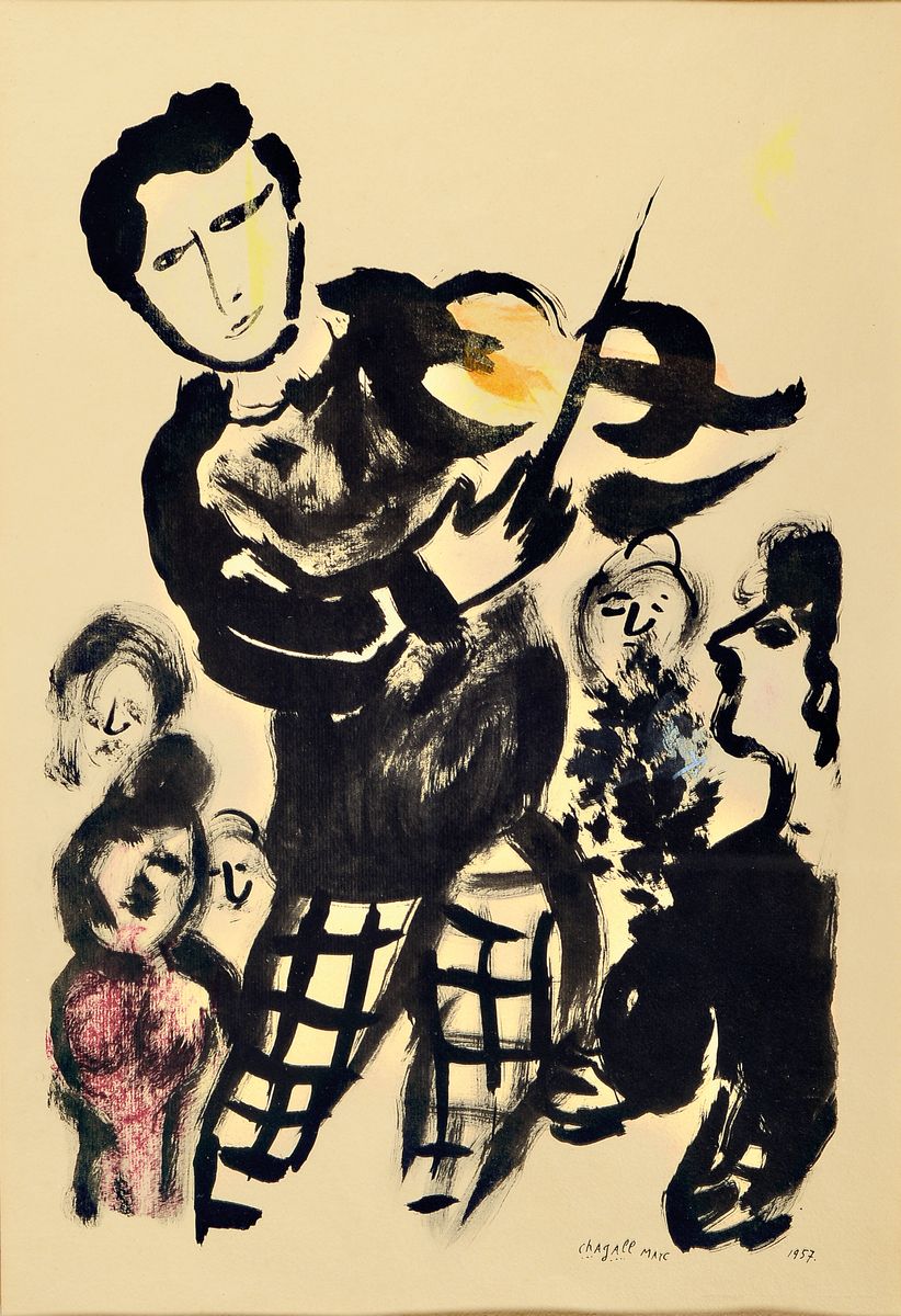 Marc Chagall,1887-1985, aus der Serie Couleur Amour, eine von 13 Lithographien, in der Platte signiert und dat. 1957, ca. 47 x 32 cm, unter Glas, ...