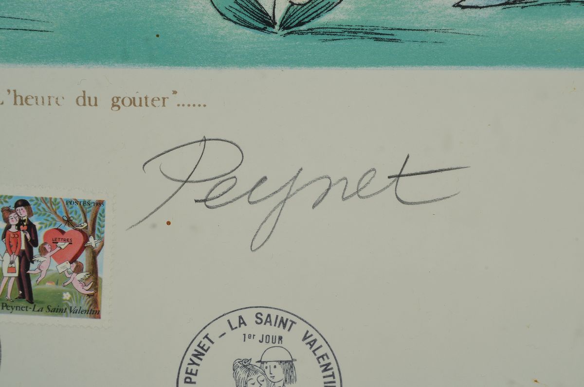 Detail a: Raymond Peynet, 1908-1999, Lithografie, Titel: "Les Amoureux de la Saint-Valentin", Auflage 600, num. 315/600, sign., unter Glas gerahmt, ...