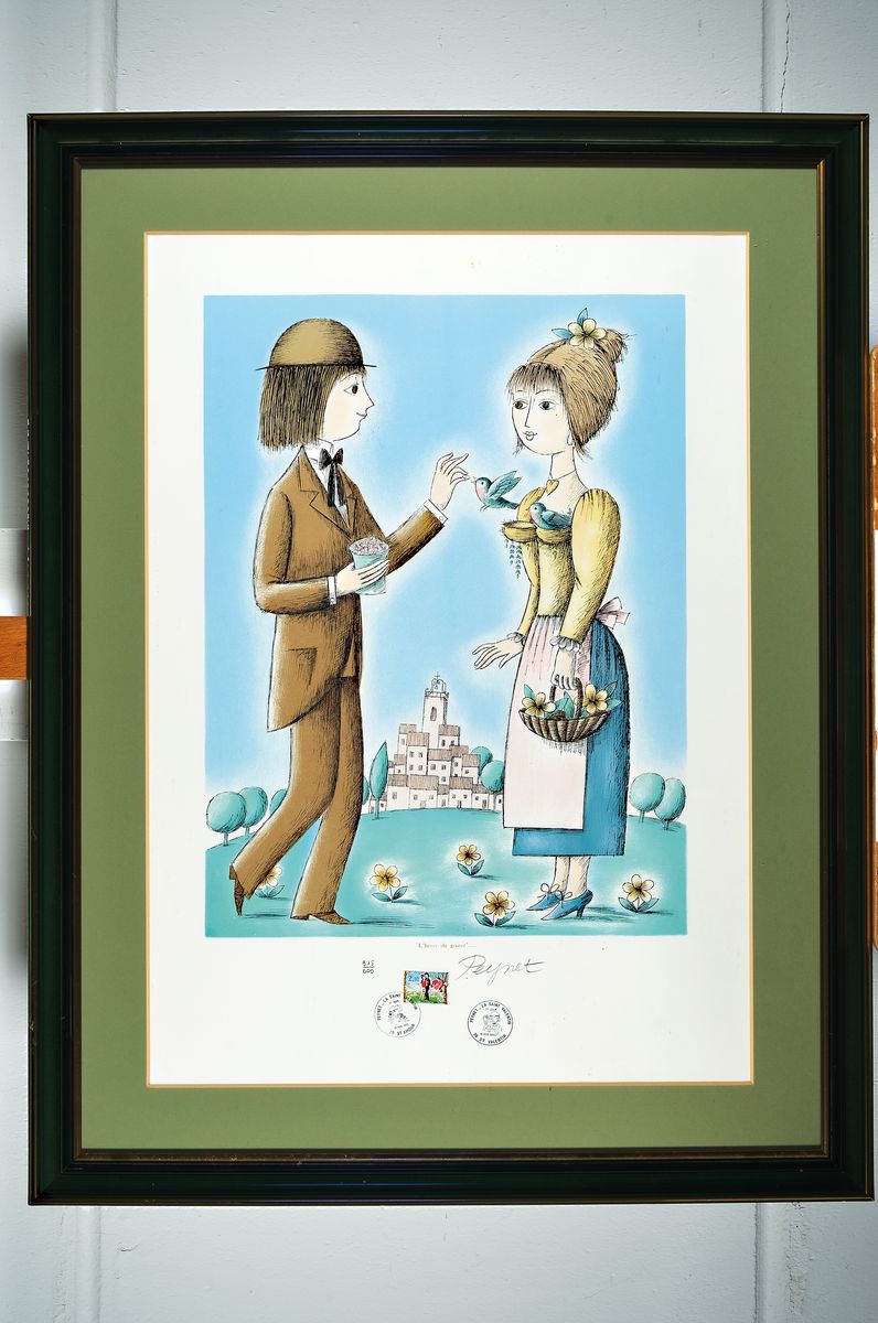 Detail k: Raymond Peynet, 1908-1999, Lithografie, Titel: "Les Amoureux de la Saint-Valentin", Auflage 600, num. 315/600, sign., unter Glas gerahmt, ...