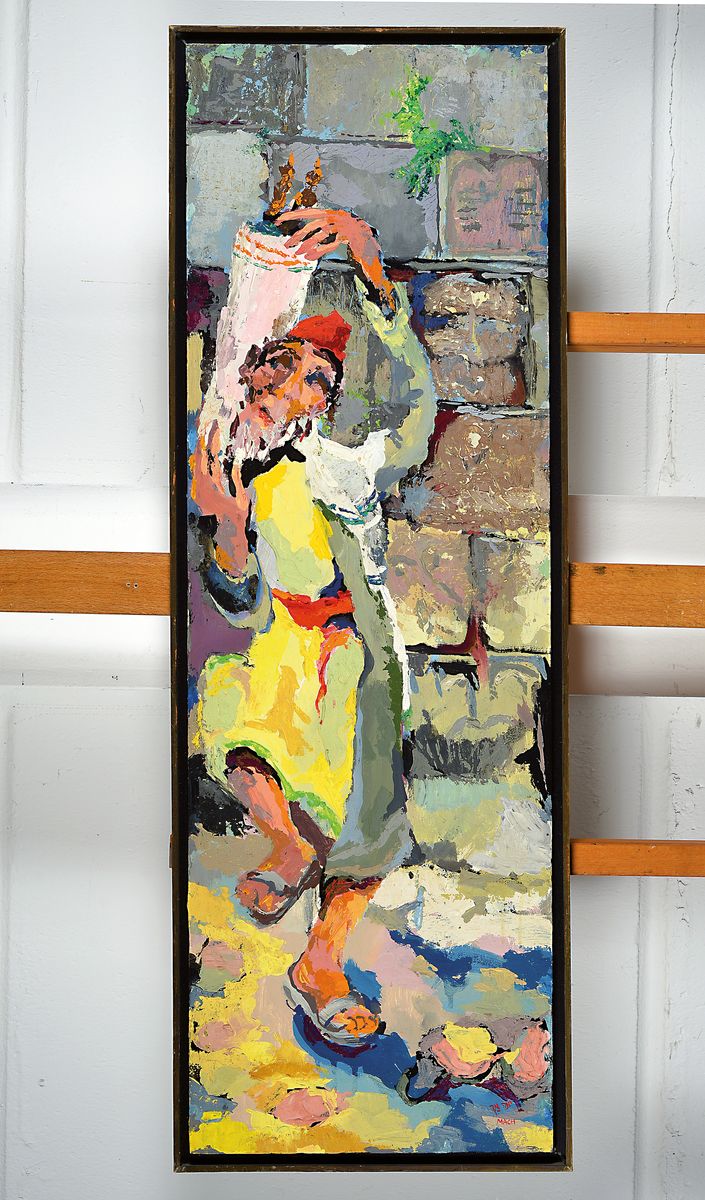 Detail k: Yona Mach, 1917 Breslau - 1998 ging 1935 nach Palästina, zwei Gemälde: einmal aus der Serie Meine Straße, die uns gehört und der ganzen Welt, ...
