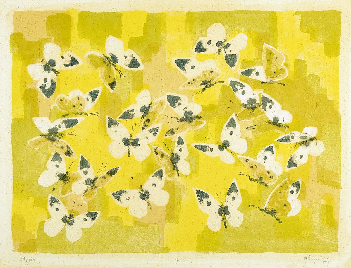 Detail b: Hermann Teuber, Dresden 1894 - 1985 München, Schmetterlingsflug I,II und III, drei Lithographien, alle handsigniert und num. 39/100, handsigniert ...