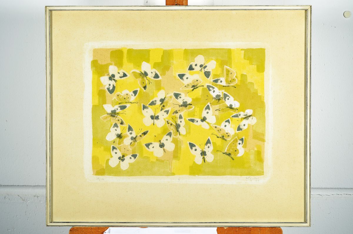 Detail m: Hermann Teuber, Dresden 1894 - 1985 München, Schmetterlingsflug I,II und III, drei Lithographien, alle handsigniert und num. 39/100, handsigniert ...