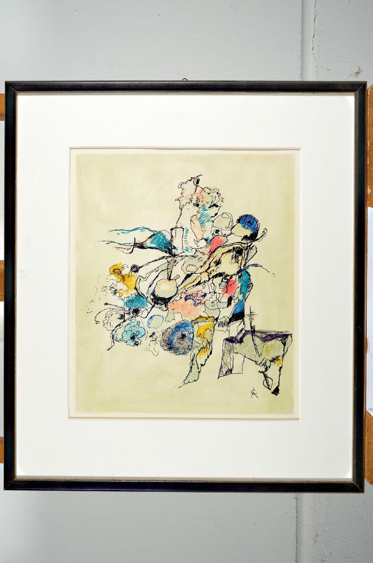Rolf Cavael, 1898 Königsberg - 1979 München, Mischtechnik, monogrammiert, 33 x 28 cm, unter Glas, Rahmen, PP., ca. 51 x 44 cm, dazu Buch Auf den ...