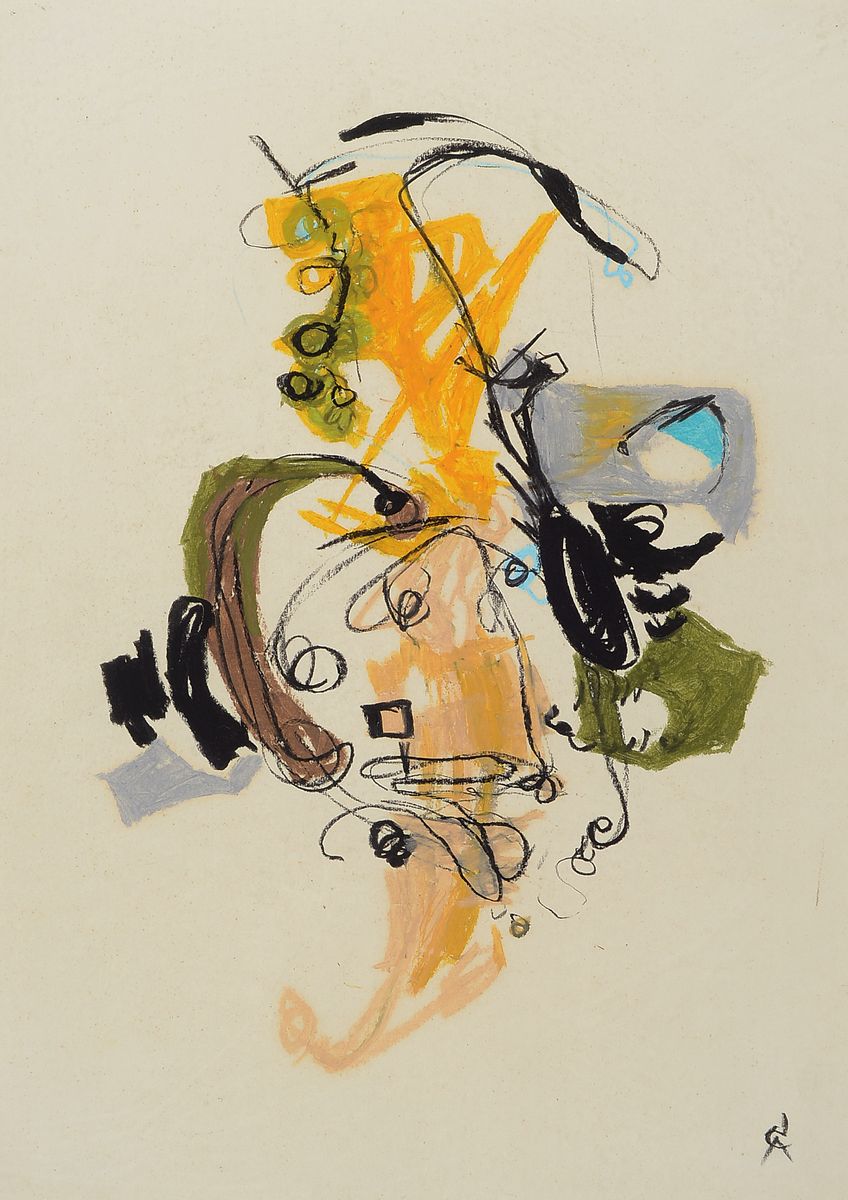 Rolf Cavael, 1898 Königsberg - 1979 München, Mischtechnik, monogrammiert, abstr. Komposition, ca. 42.5 x 30 cm, unter Glas, Rahmen ca. 62 x 49 cm