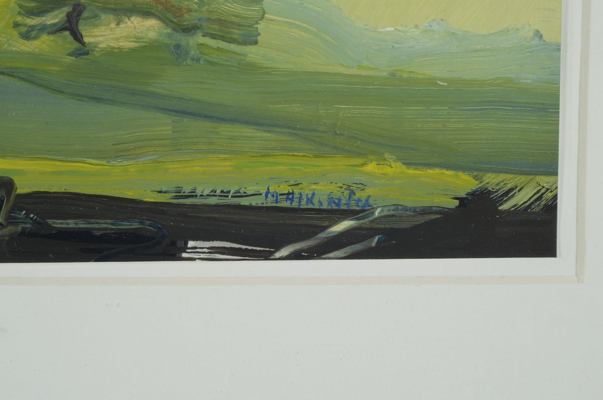 Detail c: Gerd Mackensen, 1949 Nordhausen, lebt in Sondershausen, hier sechs Acrylgemälde, betitelt: Kyffhäuser u. Weg aus dem Tal von 2004; Zwei Apfelbäume ...