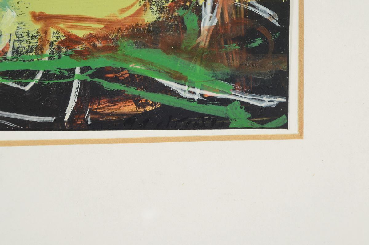 Detail d: Gerd Mackensen, 1949 Nordhausen, lebt in Sondershausen, hier sechs Acrylgemälde, betitelt: Kyffhäuser u. Weg aus dem Tal von 2004; Zwei Apfelbäume ...