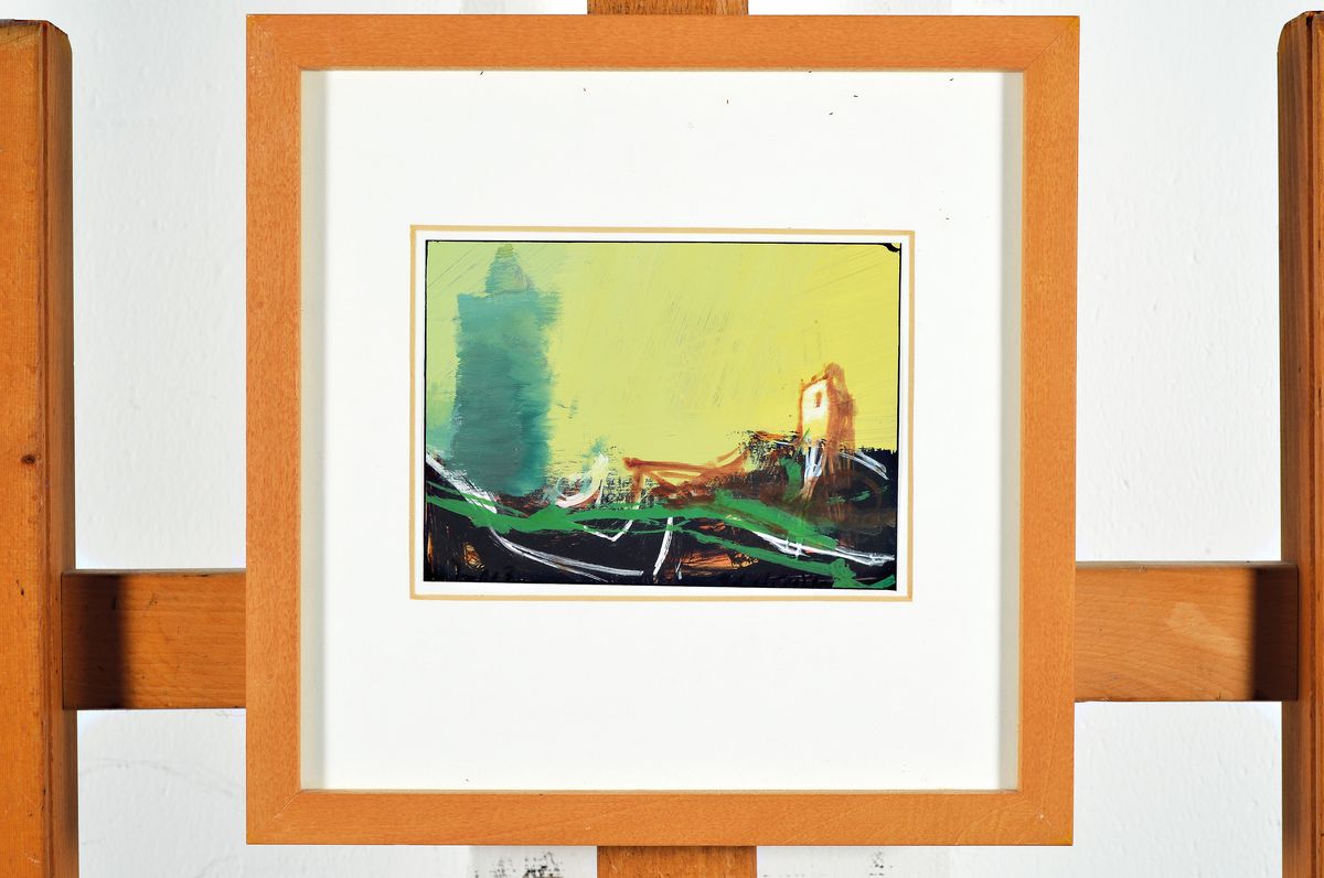 Detail l: Gerd Mackensen, 1949 Nordhausen, lebt in Sondershausen, hier sechs Acrylgemälde, betitelt: Kyffhäuser u. Weg aus dem Tal von 2004; Zwei Apfelbäume ...