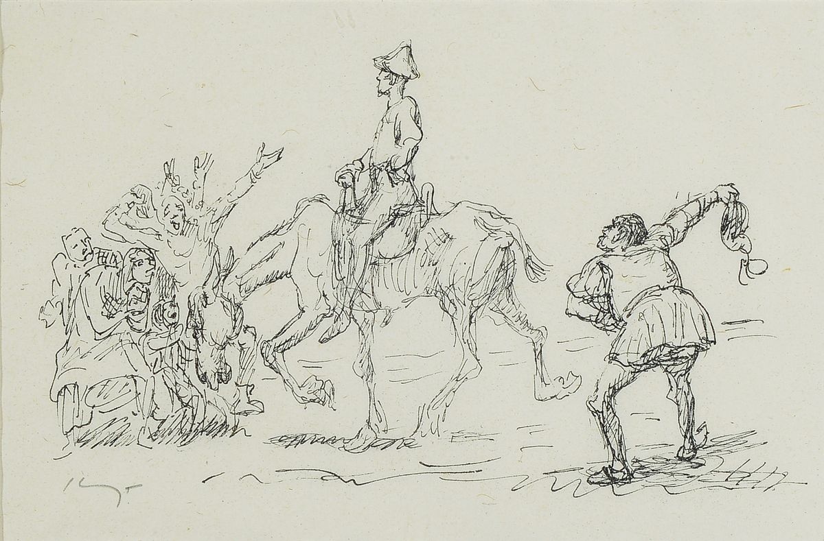 Max Slevogt, 1868 Landshut - 1932 Neukastel,zwei Lithographien: "der gelernte Jäger" von 1924, Rümann 30/b handsigniert , ca. 10.8 x 16.8 ...