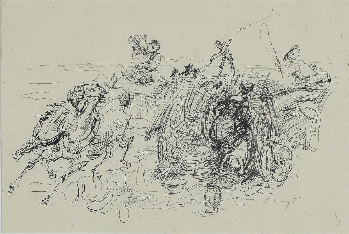 Detail a: Max Slevogt, 1868 Landshut - 1932 Neukastel,zwei Lithographien: "der gelernte Jäger" von 1924, Rümann 30/b handsigniert , ca. 10.8 x 16.8 ...