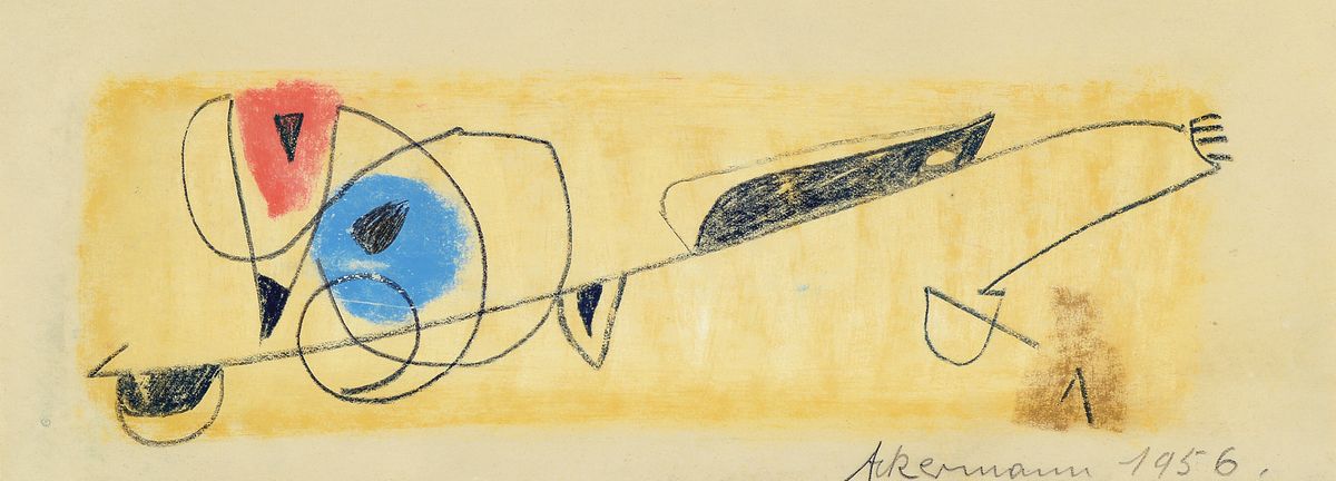 Max Ackermann, 1887 - 1975, Mischtechnik, Bleistift- und Buntstift und Kreide, auf Papier, handsigniert, verso mit Bleistift bez. MAX9167, ca. 10 x ...