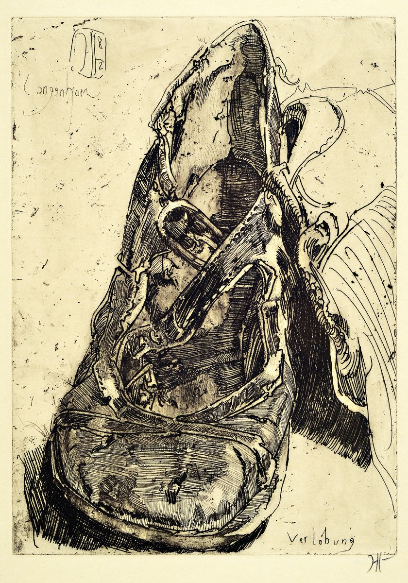 Detail a: Horst Janssen, 1929-1995, zwei Radierungen mit Schuhmotiven, beide handsigniert, , beide handsigniert, je ca. 44x32cm