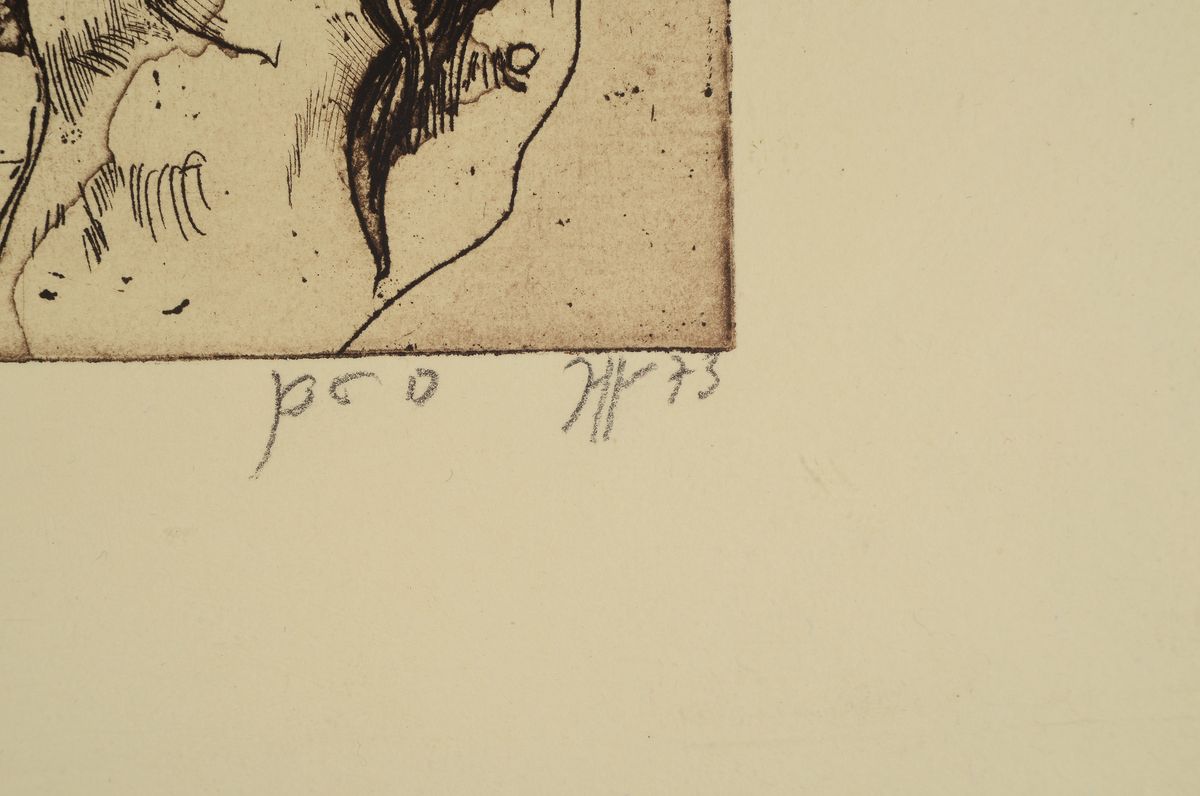 Detail a: Horst Janssen, 1929-1995, Alp zu Füssli, Radierung von 1973, Probedruck, handsigniert, ca. 19x25cm