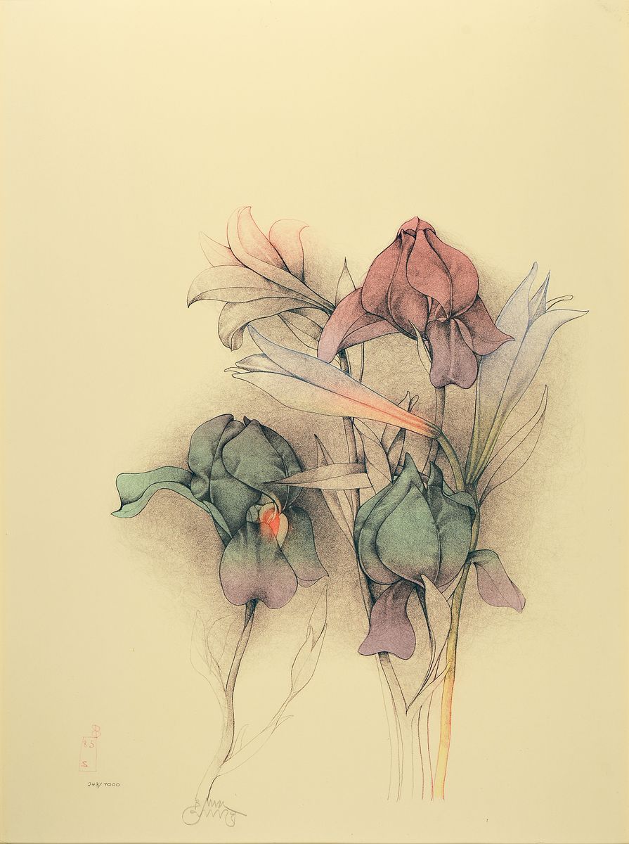 Bruno Bruni, geb. 1935 Gradara/Italien, Mazzo di fiori, Farblithographie von 1985, handsigniert und num. 243/1000, ca. 80x60cm, u.Gl., R.
