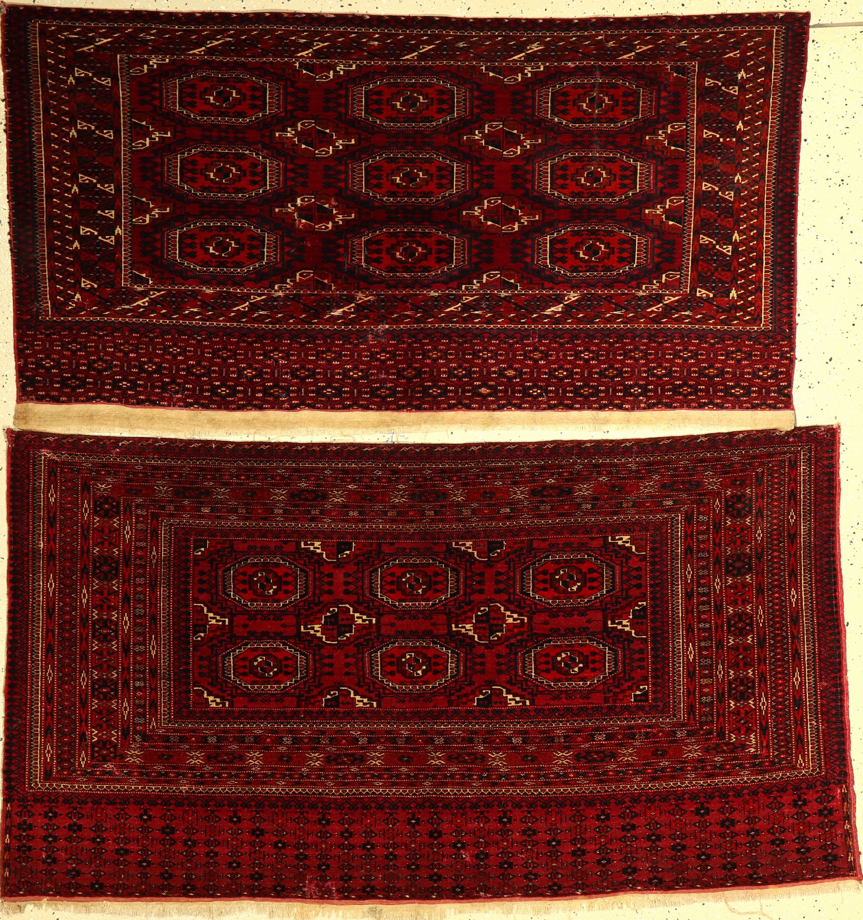 (2 Lots) Tekke Tschowals alt, Turkmenistan,um 1910, Wolle auf Wolle, EHZ: 4