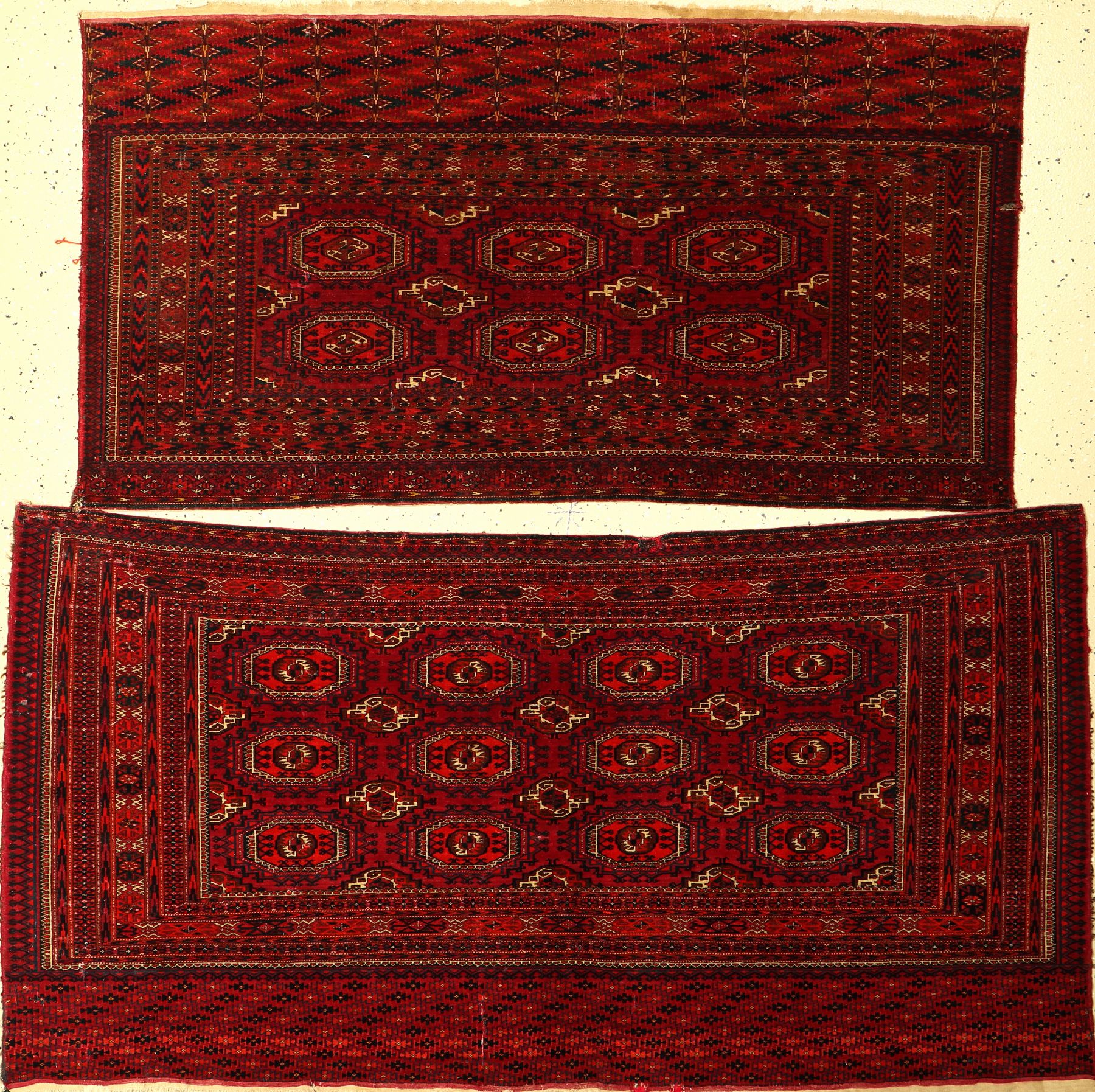 (2 Lots) Tekke Tschowals alt, Turkmenistan,um 1910, Wolle auf Wolle, EHZ: 4