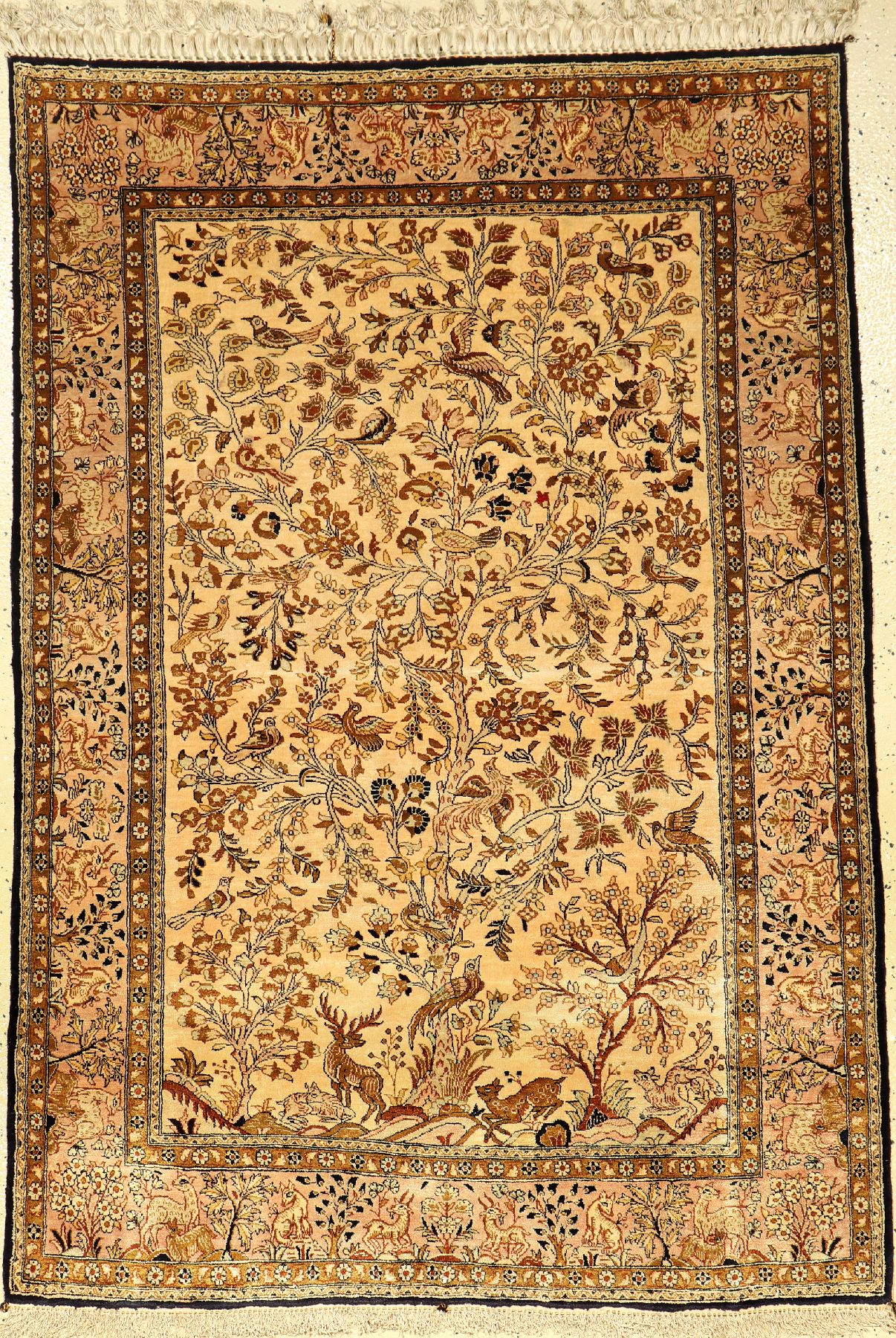 Seiden Ghom alt, Persien, ca. 50 Jahre, reine Naturseide, ca. 152 x 106 cm, EHZ: 2