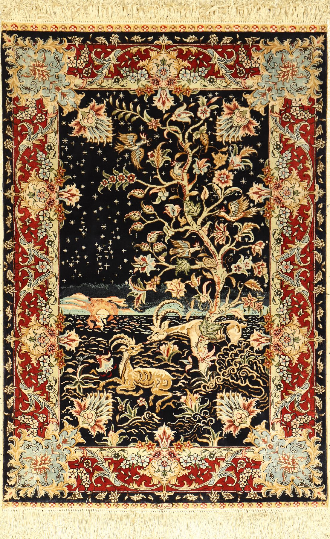 Feiner Seiden Hereke, China, ca. 30 Jahre, reine Naturseide, ca. 91 x 62 cm, EHZ: 2