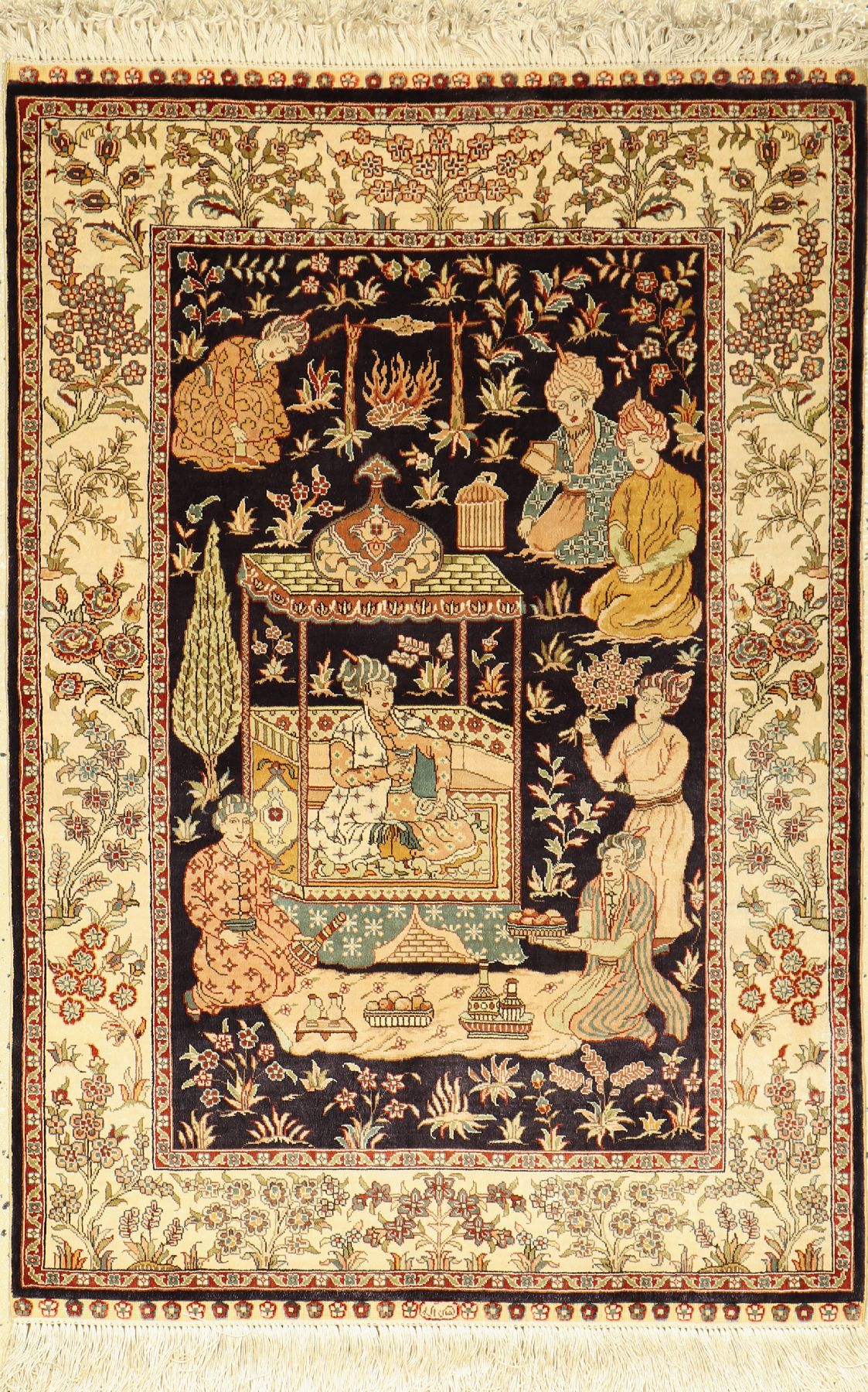 Feiner Seiden Hereke, China, ca. 30 Jahre, reine Naturseide, ca. 90 x 62 cm, EHZ: 2